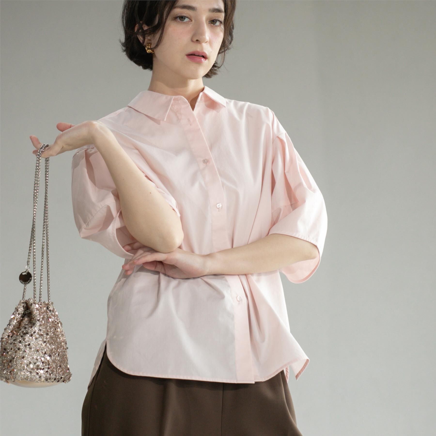 OPAQUE.CLIP「《美人百花掲載》ランタンスリーブシャツ【洗濯機洗い可】」|シャツ・ブラウス|