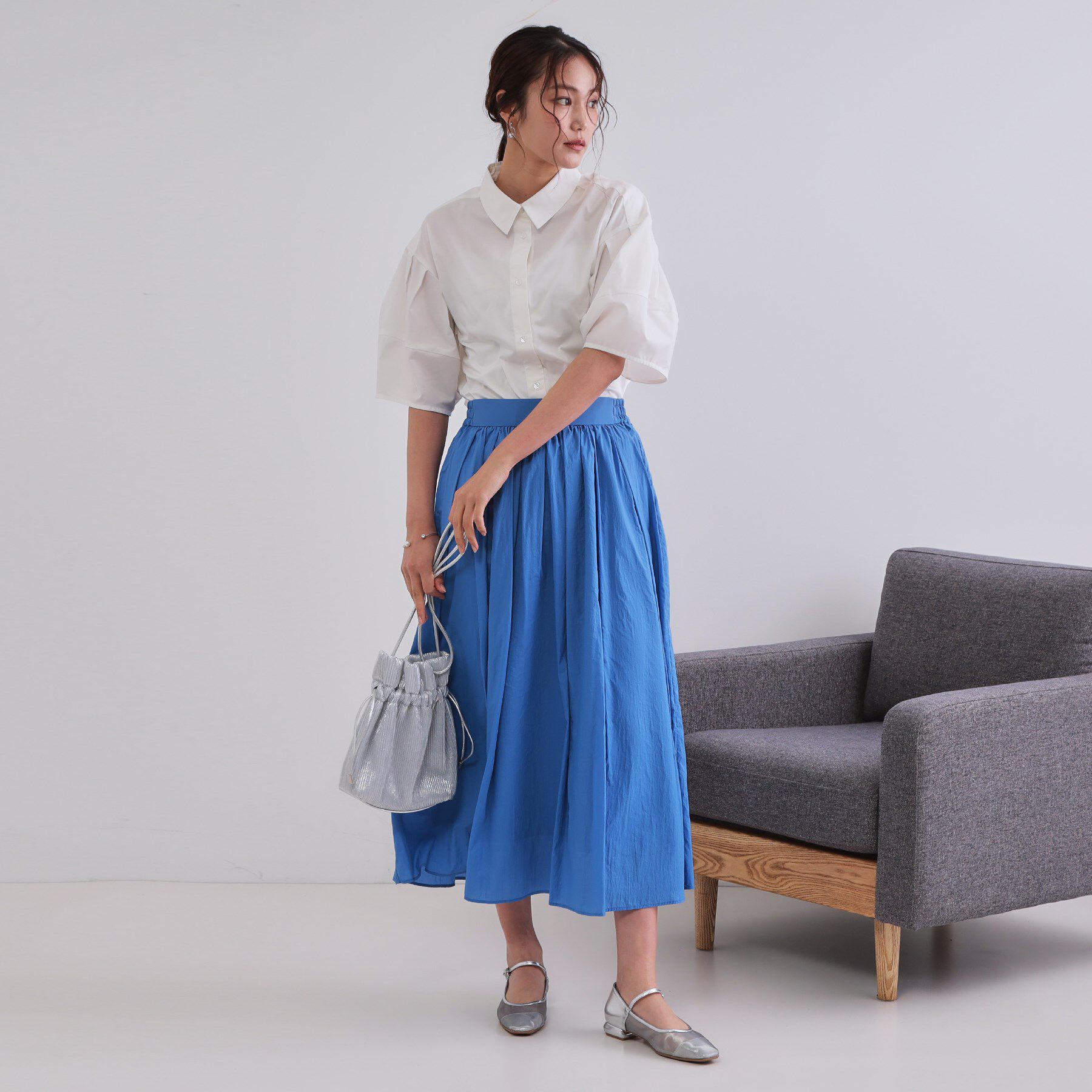 OPAQUE.CLIP「《美人百花掲載》ランタンスリーブシャツ【洗濯機洗い可】」|シャツ・ブラウス|