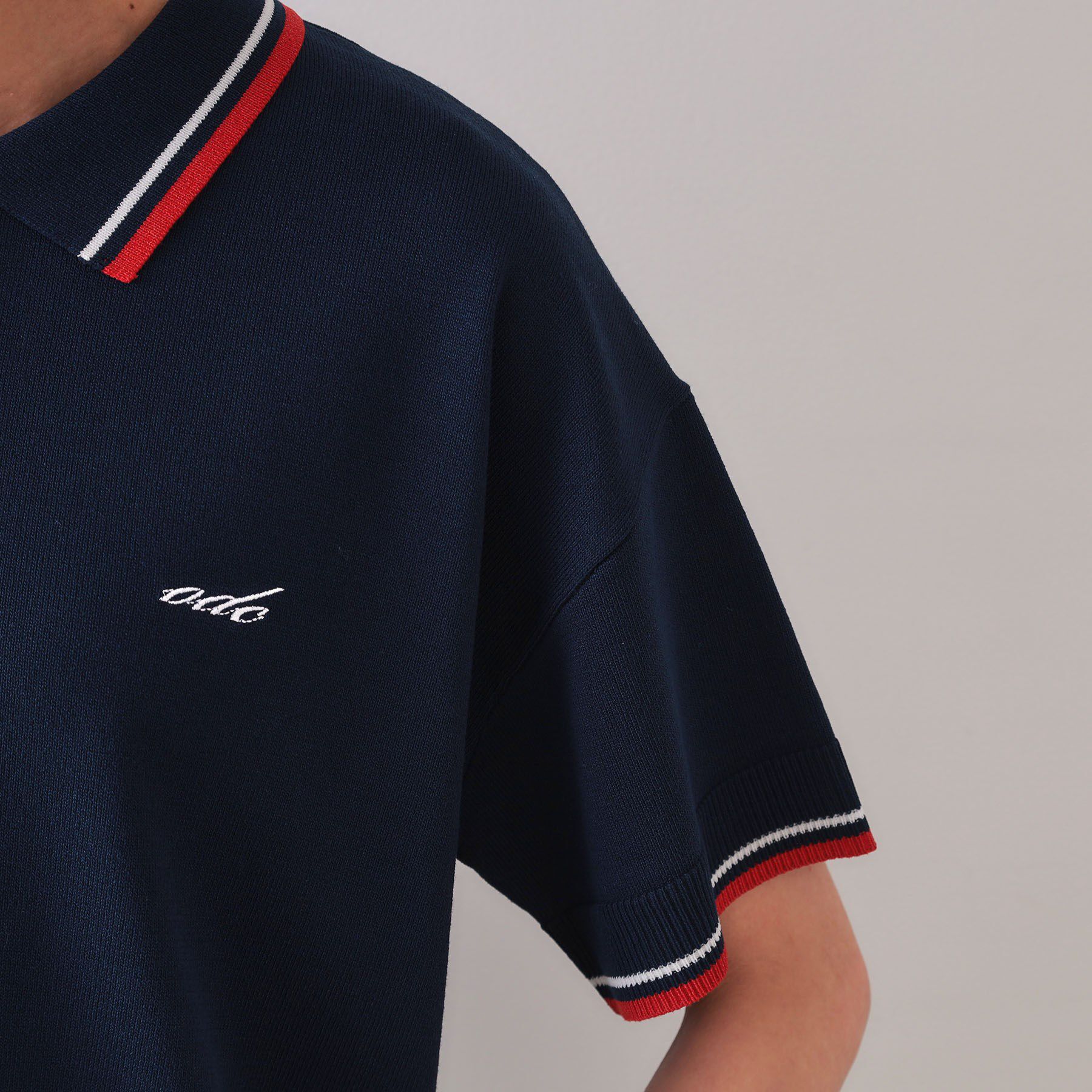 OPAQUE.CLIP「ロゴ刺繍ポロニット【洗濯機洗い可／抗ピル】」|ニット・セーター|