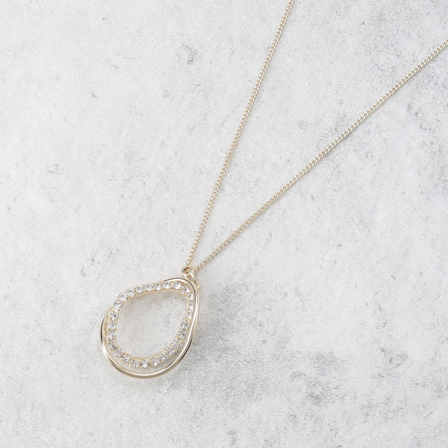 OPAQUE.CLIP「変型メタルリング&times;ビジューリングネックレス」|ネックレス|ゴールド(007)