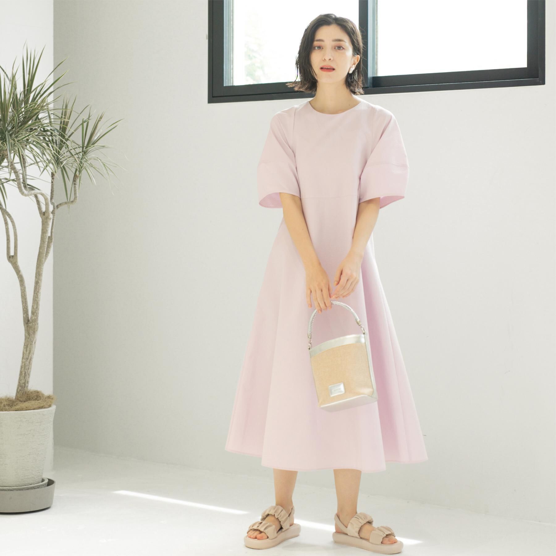 OPAQUE.CLIP「サッカーストライプワンピース【吸水速乾/イージーアイロン/洗濯機洗い可】」|ワンピース|ピンク(071)