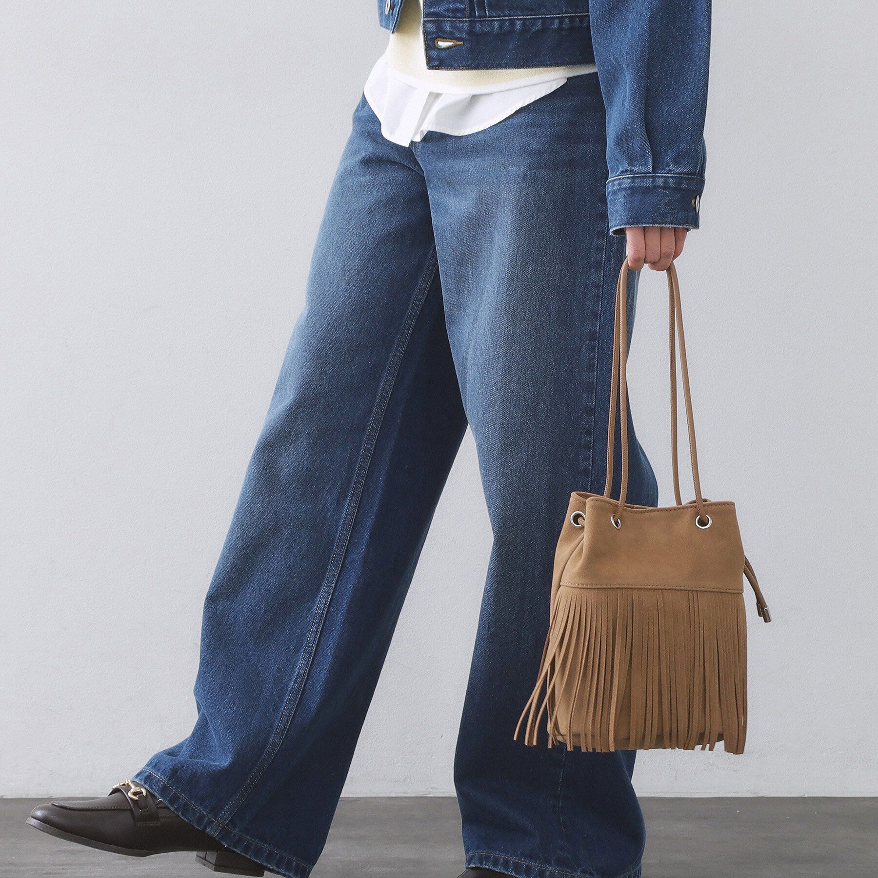 OPAQUE.CLIP「【2WAY】フリンジ巾着ミニトート」|トートバッグ|