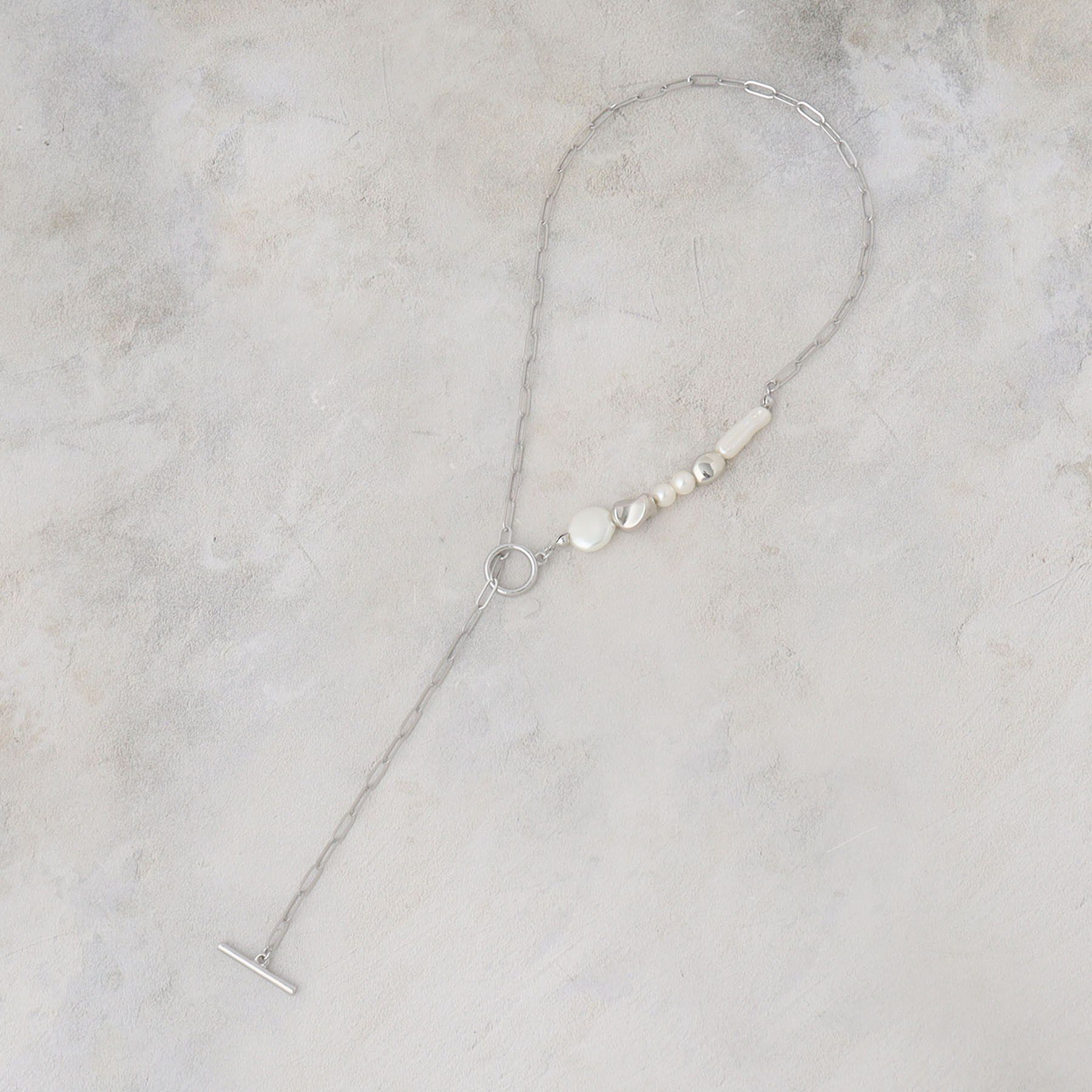 OPAQUE.CLIP「パール調ビーズ&times;メタル チェーンネックレス」|ネックレス|シルバー(006)