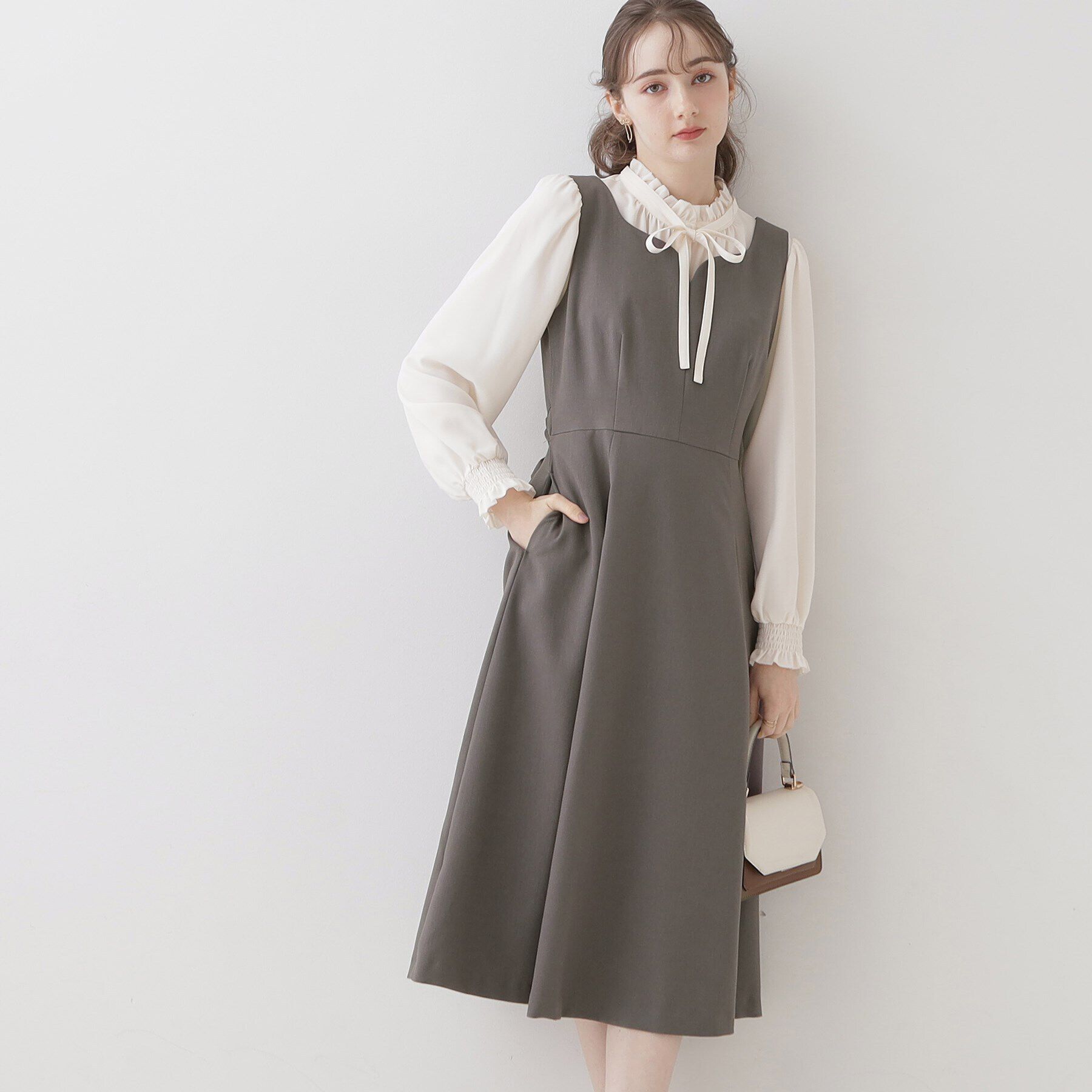 Couture broach「【美シルエット・ほろ甘ジャンスカ】フィット＆フレアージャンスカ」|ワンピース|