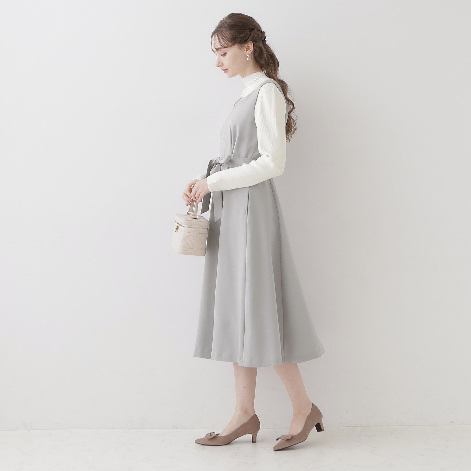 Couture broach「【美シルエット・ほろ甘ジャンスカ】フィット＆フレアージャンスカ」|ワンピース|