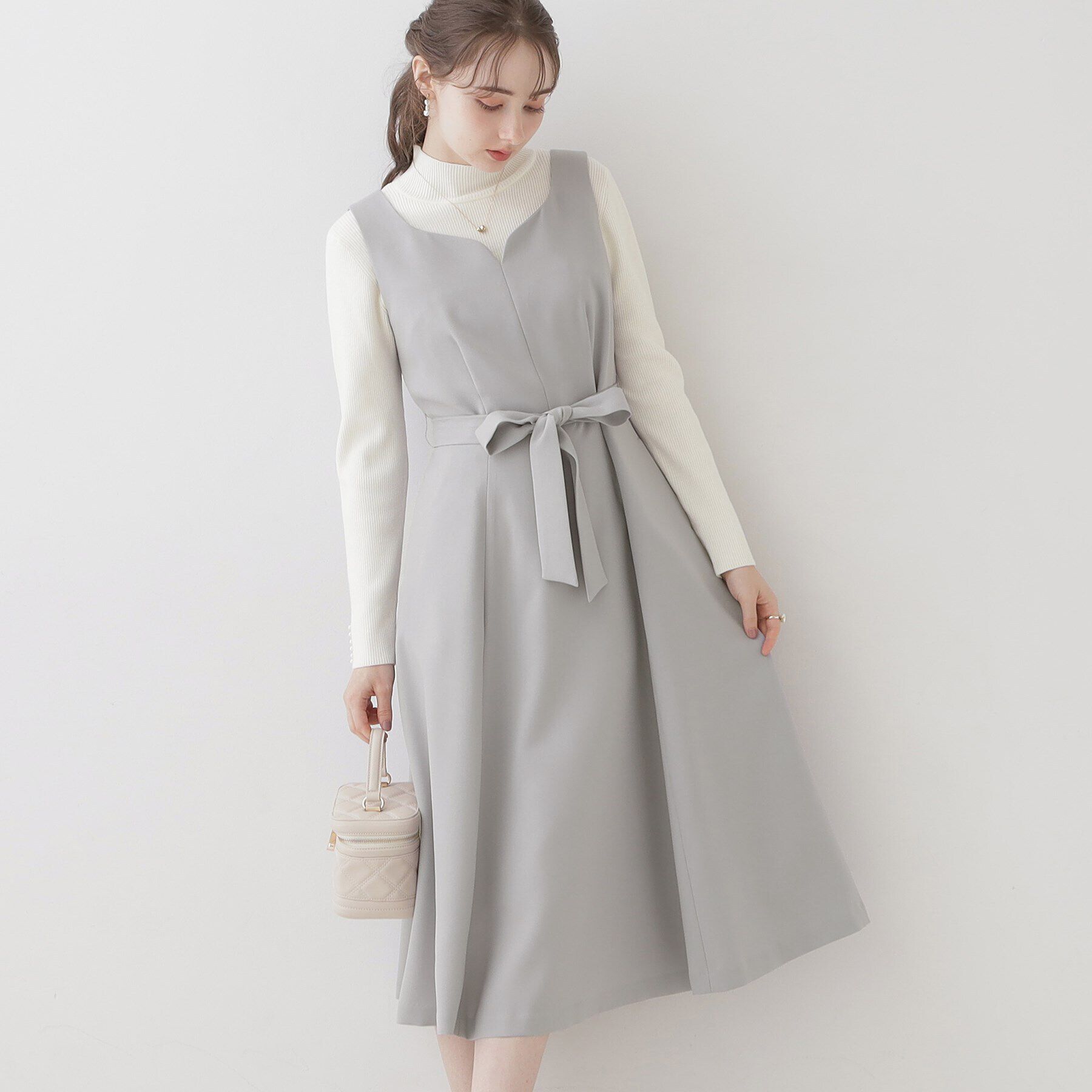 Couture broach「【美シルエット・ほろ甘ジャンスカ】フィット＆フレアージャンスカ」|ワンピース|