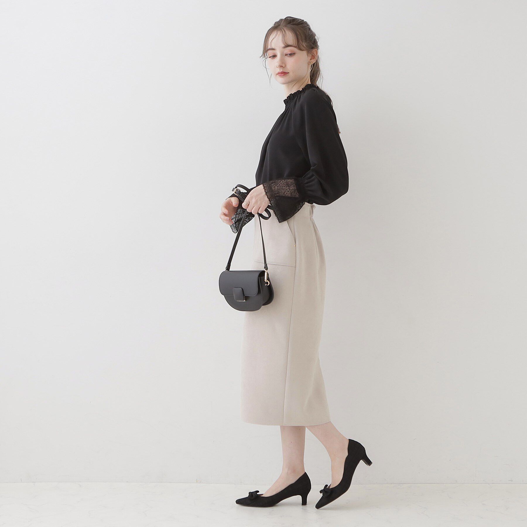 Couture broach「【理想的な縦ライン・美脚効果】フェイクスエードダンボールスカート」|スカート|