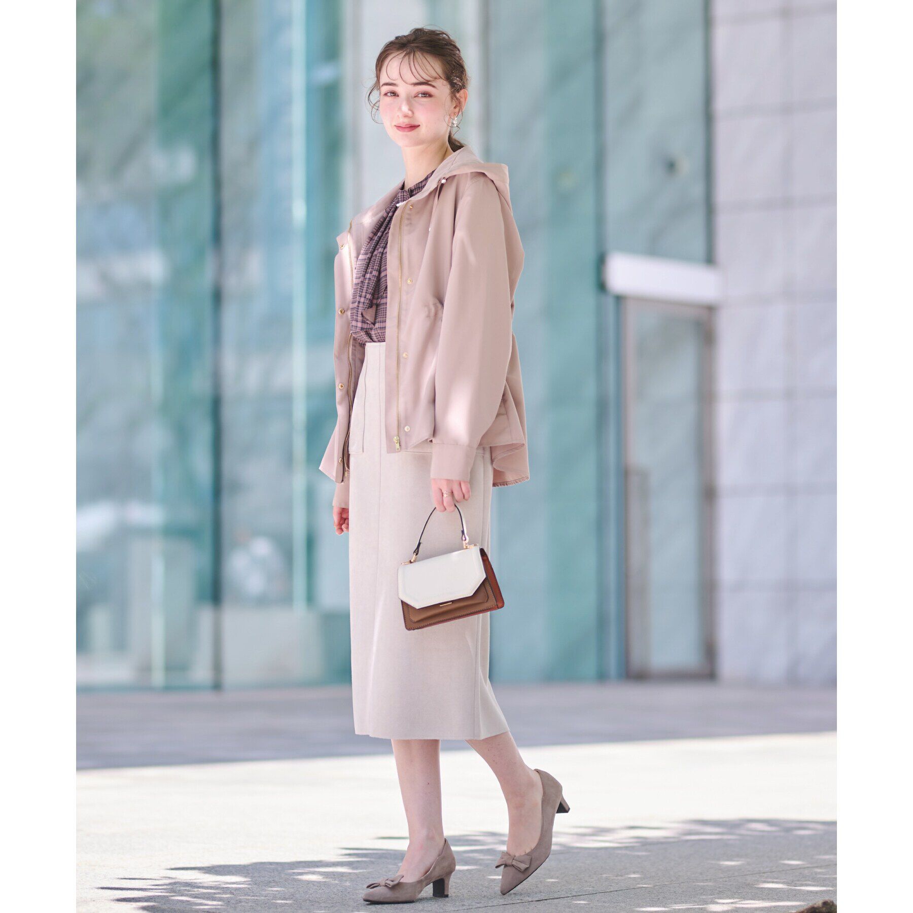 Couture broach「【理想的な縦ライン・美脚効果】フェイクスエードダンボールスカート」|スカート|