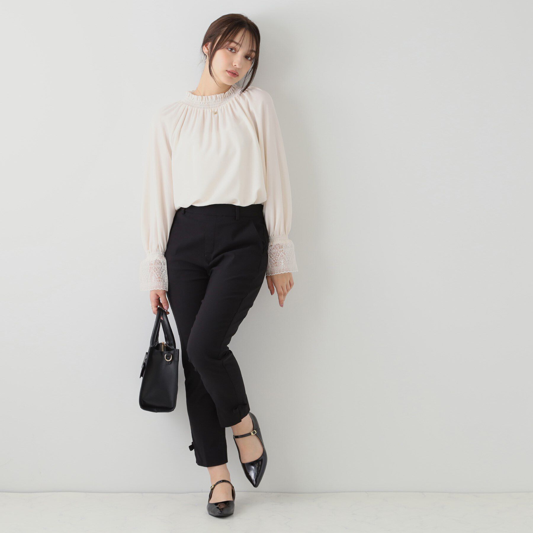 Couture broach「【ラクチンきれい見えパンツ】裾リボン裏起毛ハイパーパンツ」|その他|