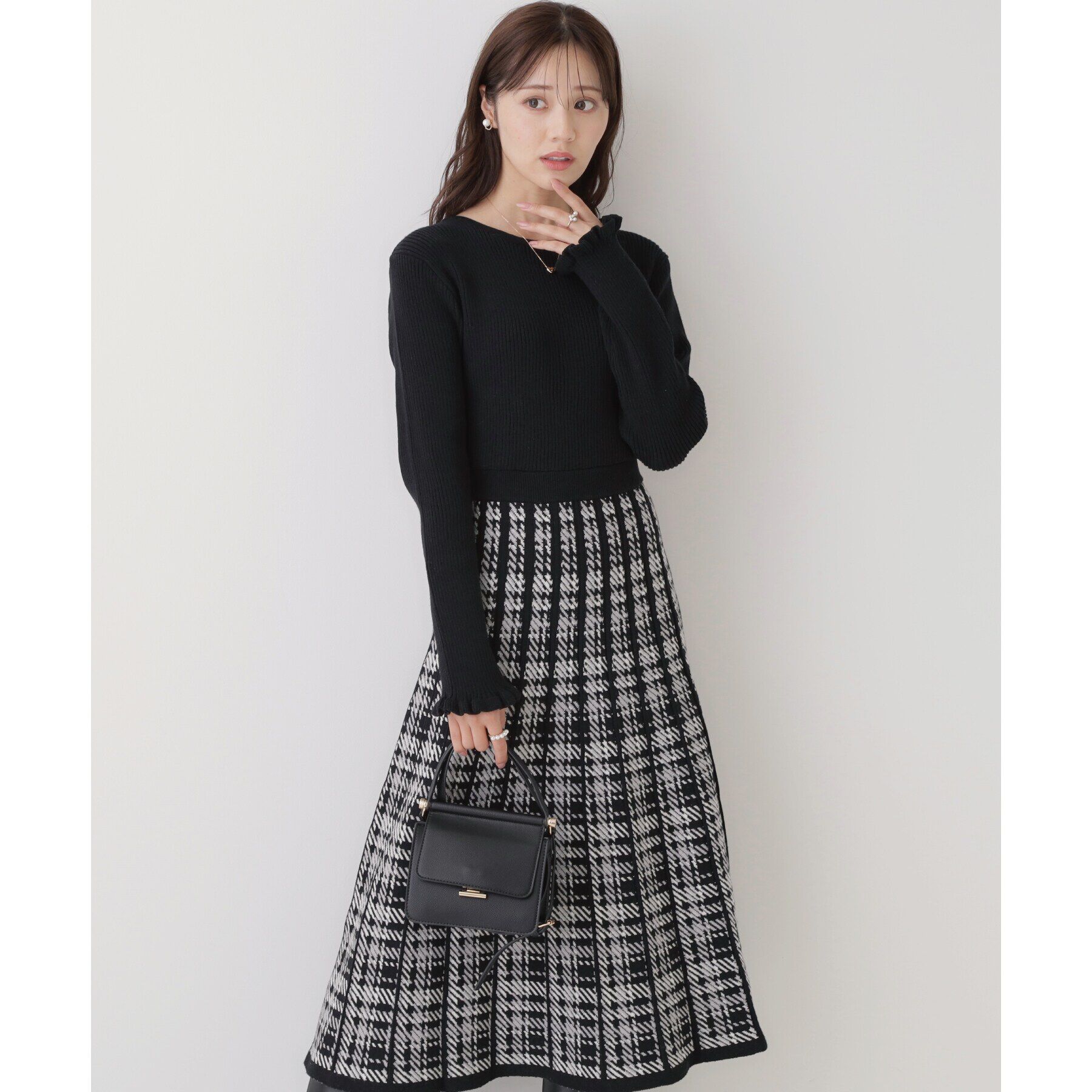 Couture broach「チェックニットワンピース」|ワンピース|