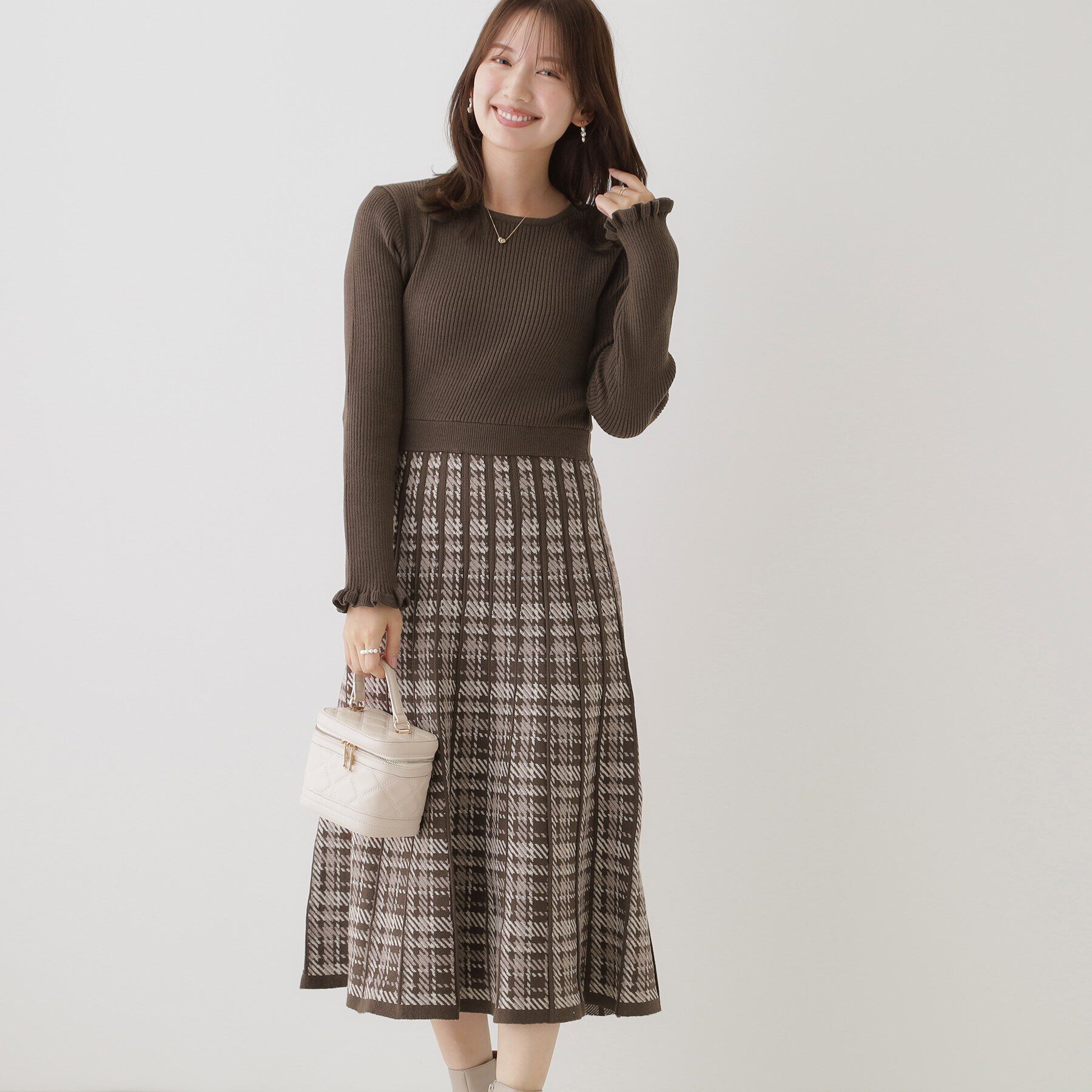 Couture broach「チェックニットワンピース」|ワンピース|ﾌﾞﾗｳﾝ(043)