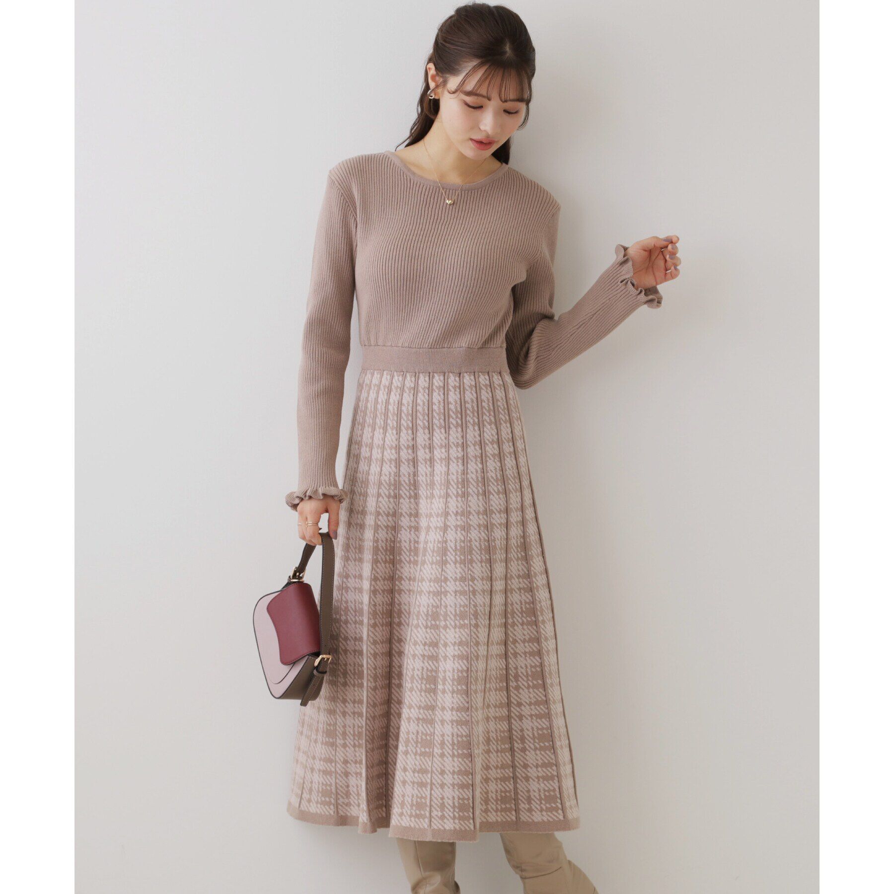 Couture broach「チェックニットワンピース」|ワンピース|ｸﾞﾚｰｼﾞｭ(050)