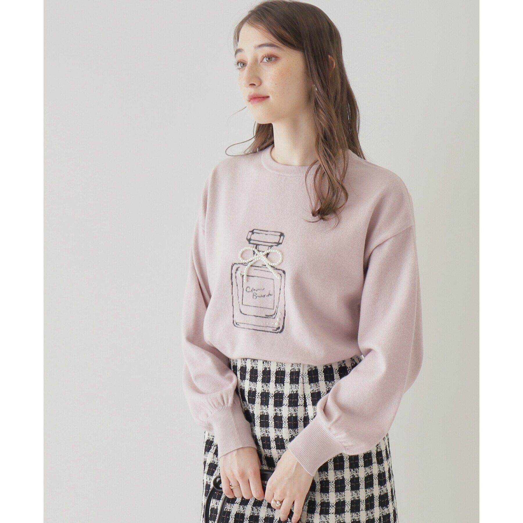 Couture broach「【存在感を引き立てる主役級ニット】パフュームインターシャリッシュアンゴラ」|ニット・セーター|ﾋﾟﾝｸ(071)