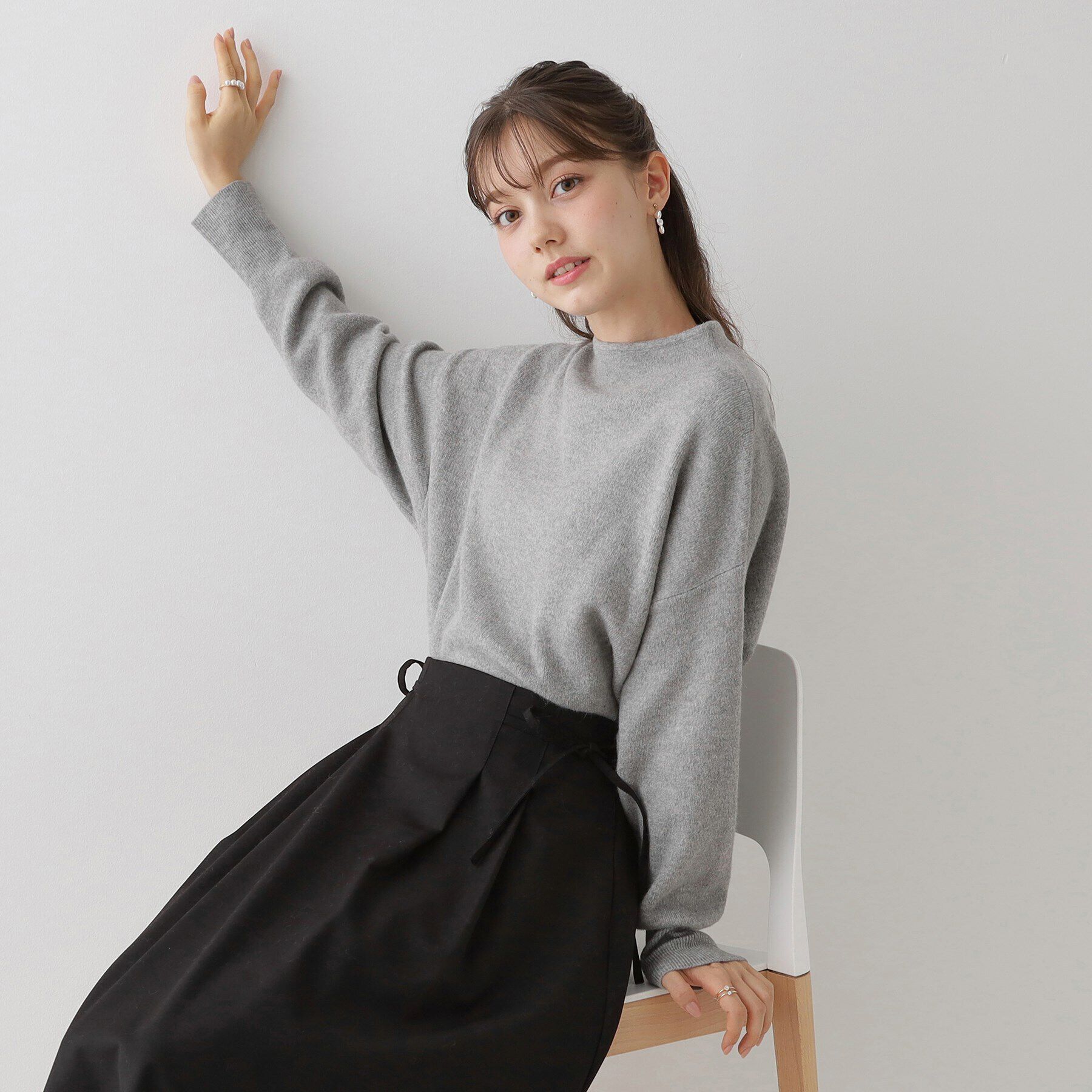 Couture broach「【バックパールで華やぐ】上品もちふわニット」|ニット・セーター|