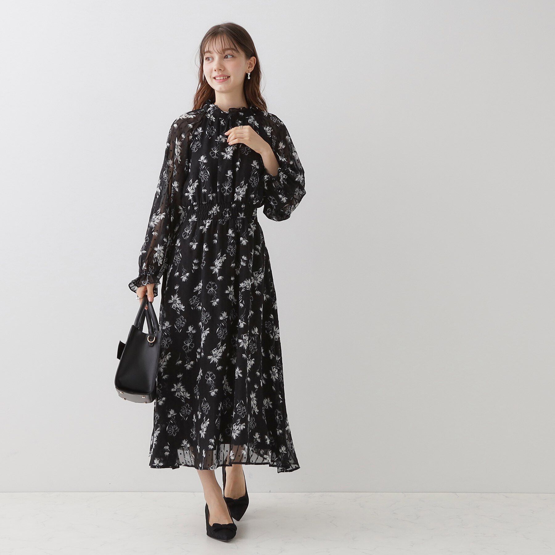 Couture broach「【洗える・一枚で着映える】フラワージャカードワンピース」|ワンピース|