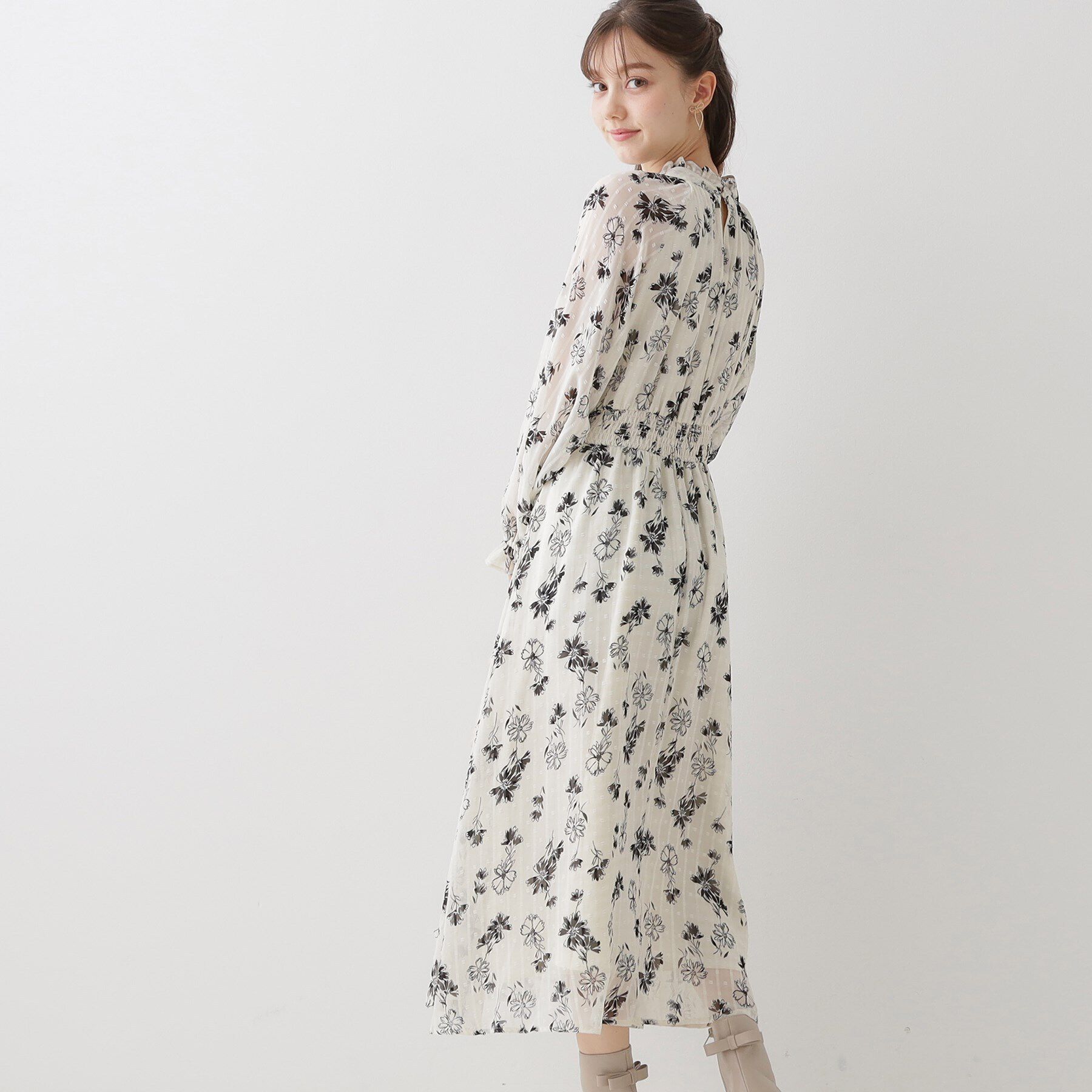Couture broach「【洗える・一枚で着映える】フラワージャカードワンピース」|ワンピース|
