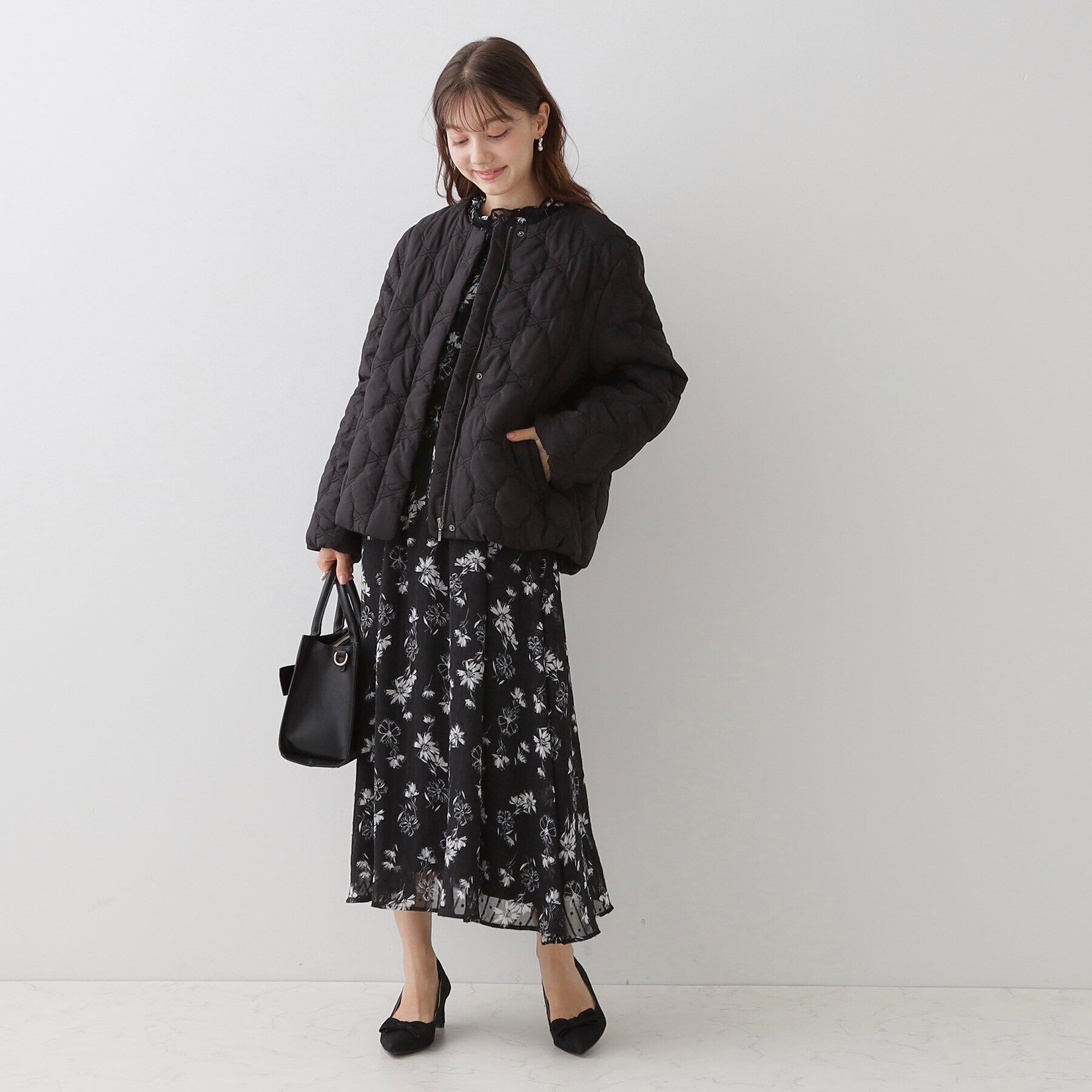 Couture broach「【洗える・一枚で着映える】フラワージャカードワンピース」|ワンピース|