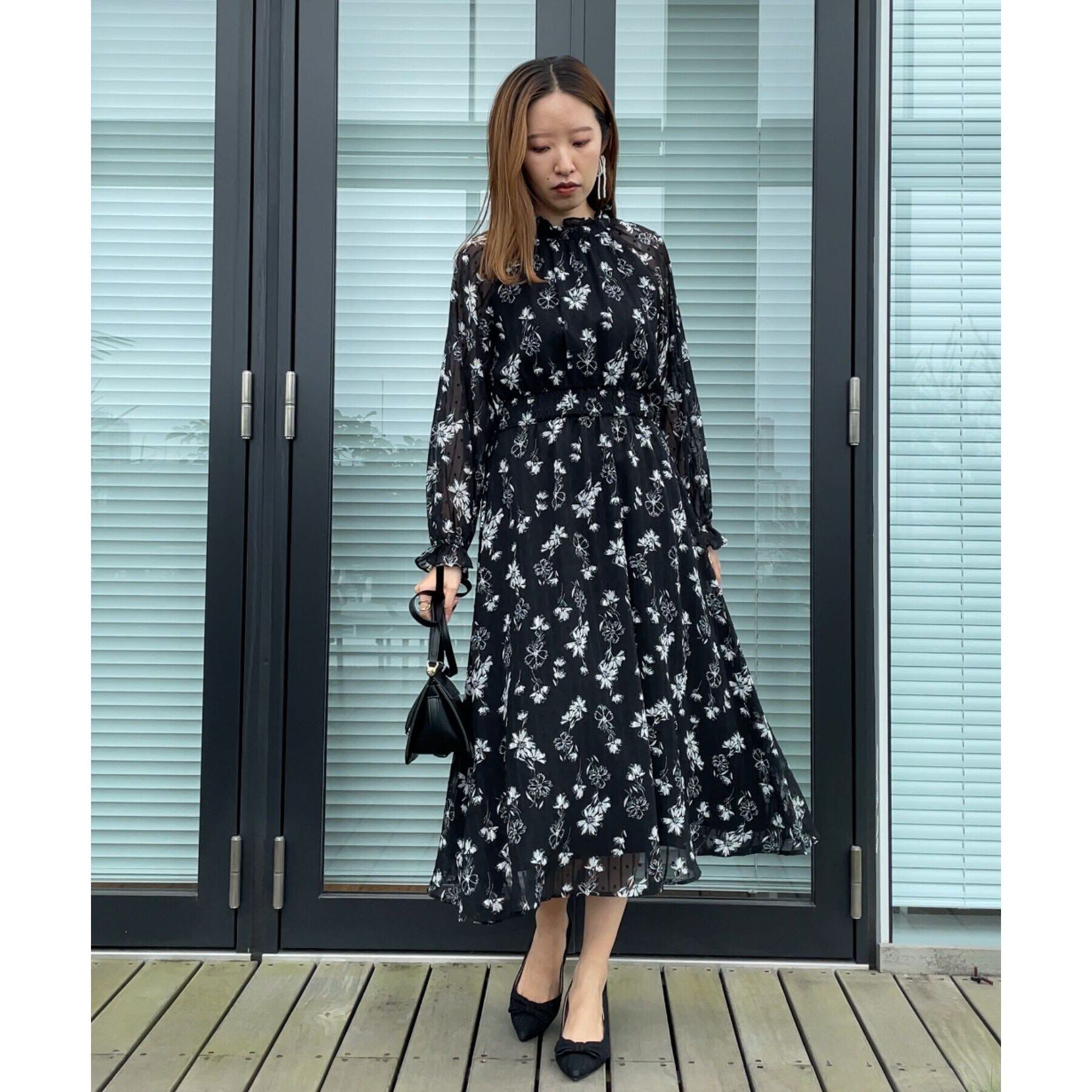 Couture broach「【洗える・一枚で着映える】フラワージャカードワンピース」|ワンピース|