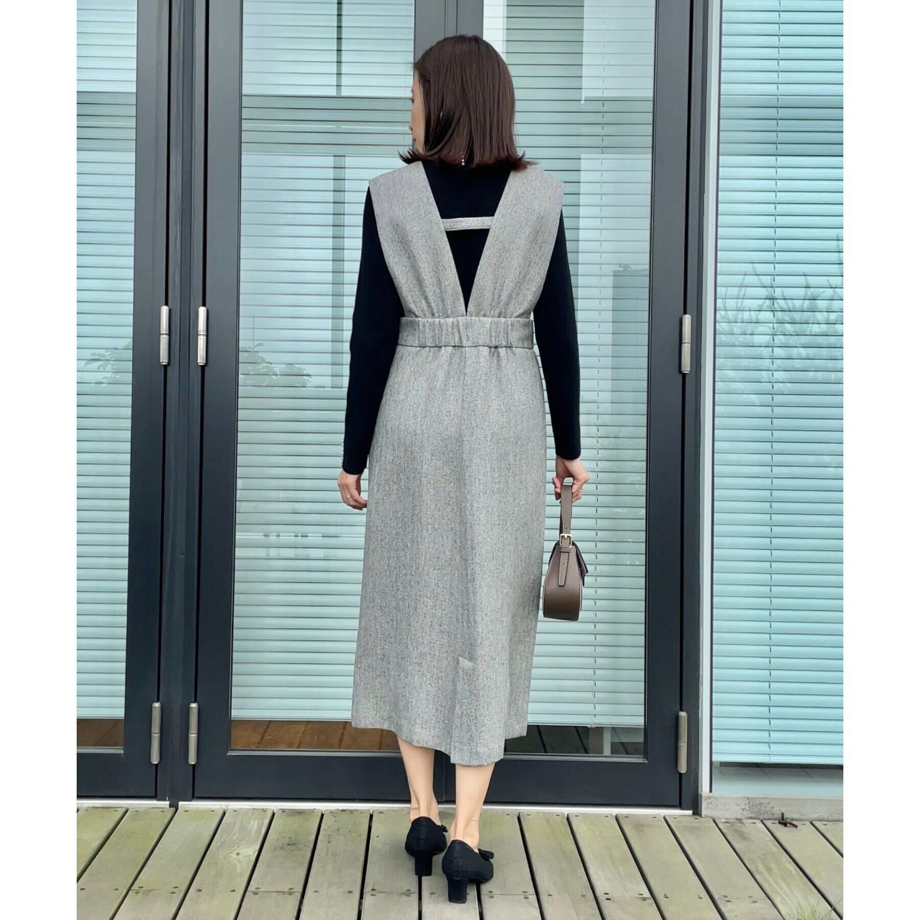 Couture broach「【洗える・スッキリ見え最旬ワンピ】メランジヘリンボーンジャンスカ」|ワンピース|