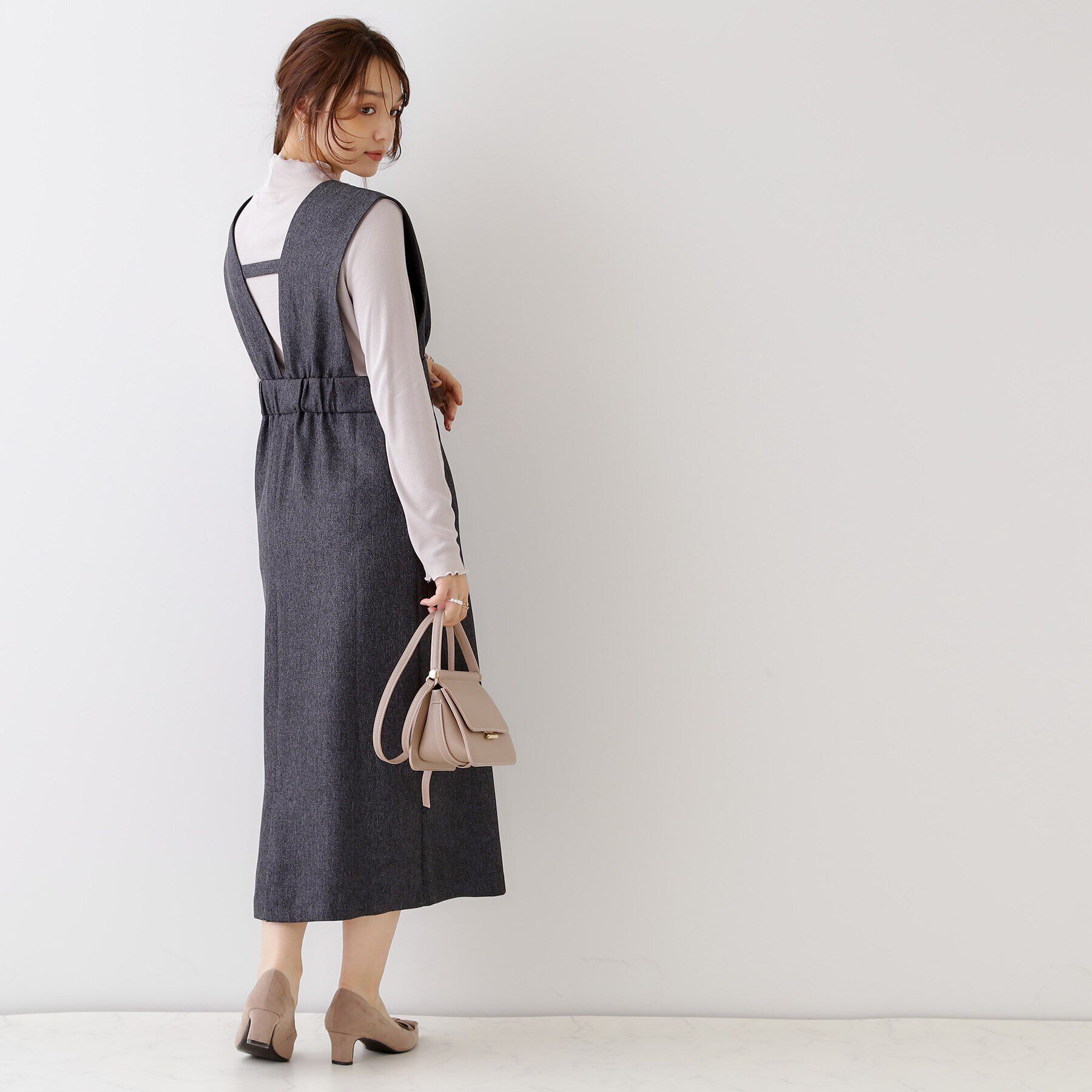 Couture broach「【洗える・スッキリ見え最旬ワンピ】メランジヘリンボーンジャンスカ」|ワンピース|