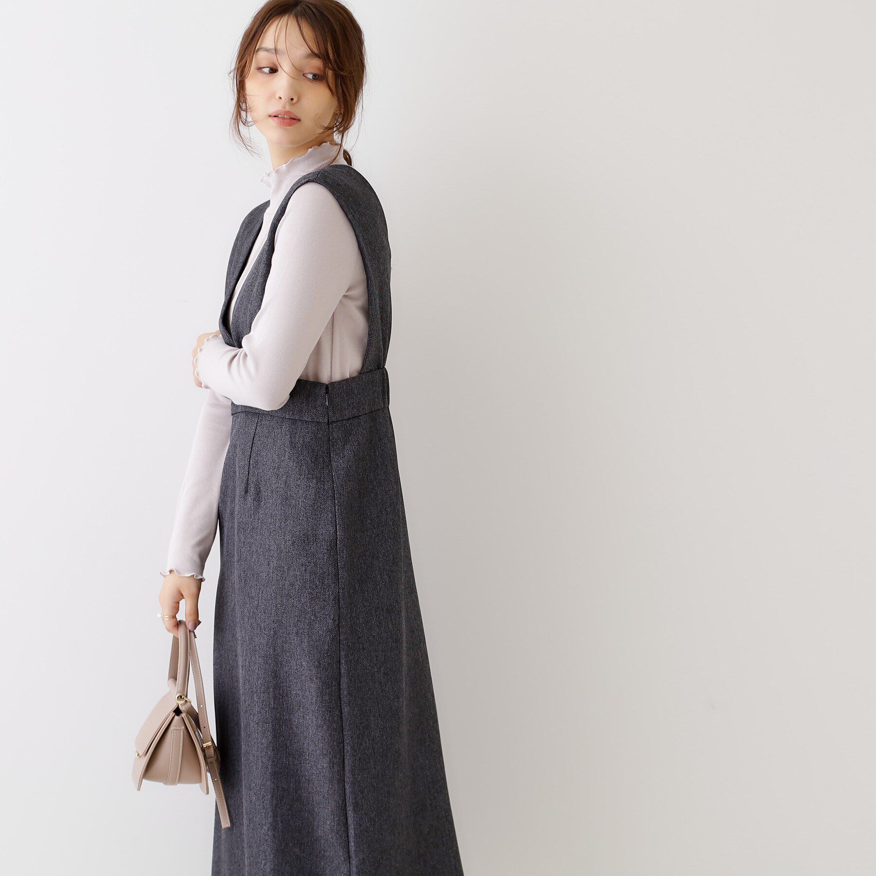 Couture broach「【洗える・スッキリ見え最旬ワンピ】メランジヘリンボーンジャンスカ」|ワンピース|