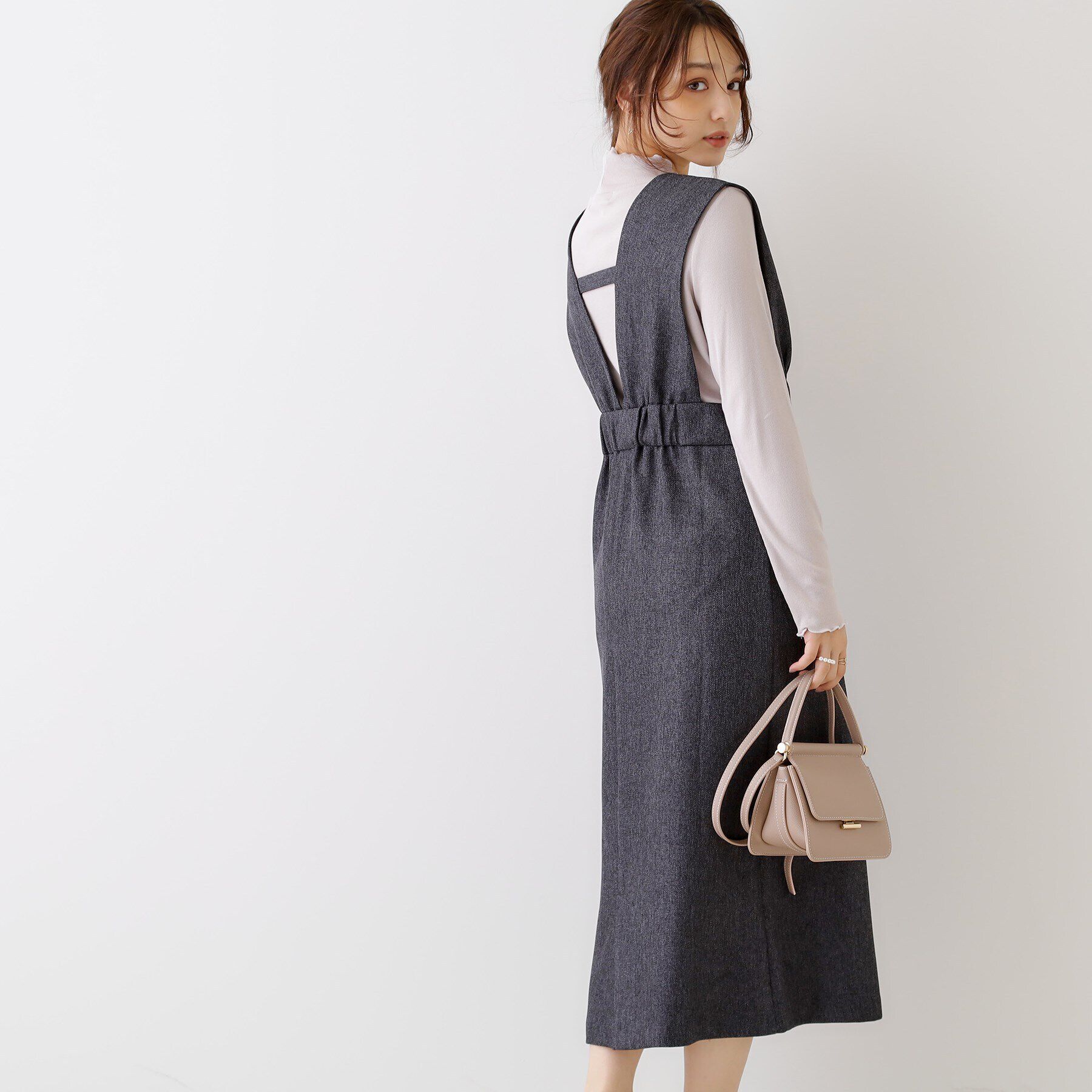 Couture broach「【洗える・スッキリ見え最旬ワンピ】メランジヘリンボーンジャンスカ」|ワンピース|