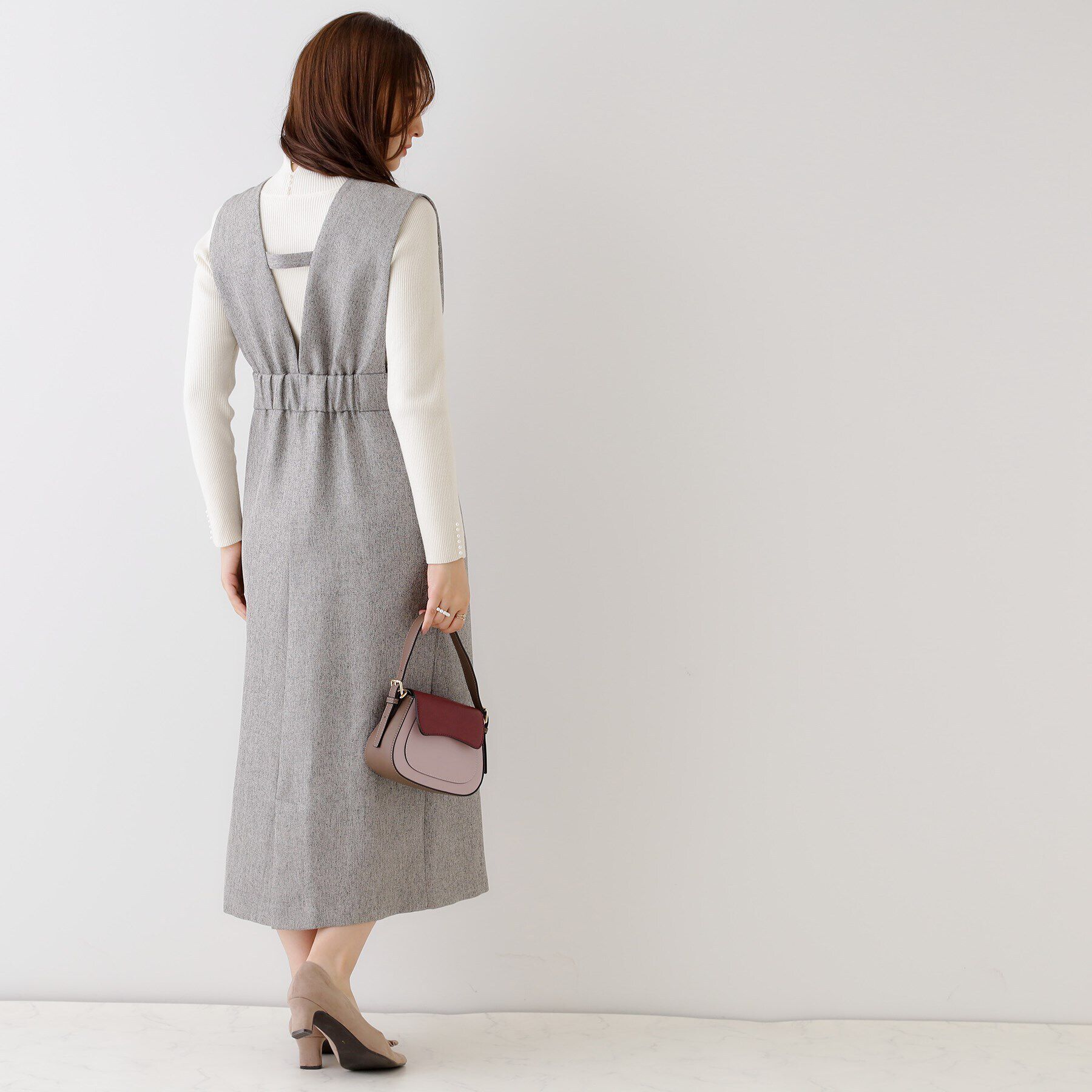 Couture broach「【洗える・スッキリ見え最旬ワンピ】メランジヘリンボーンジャンスカ」|ワンピース|