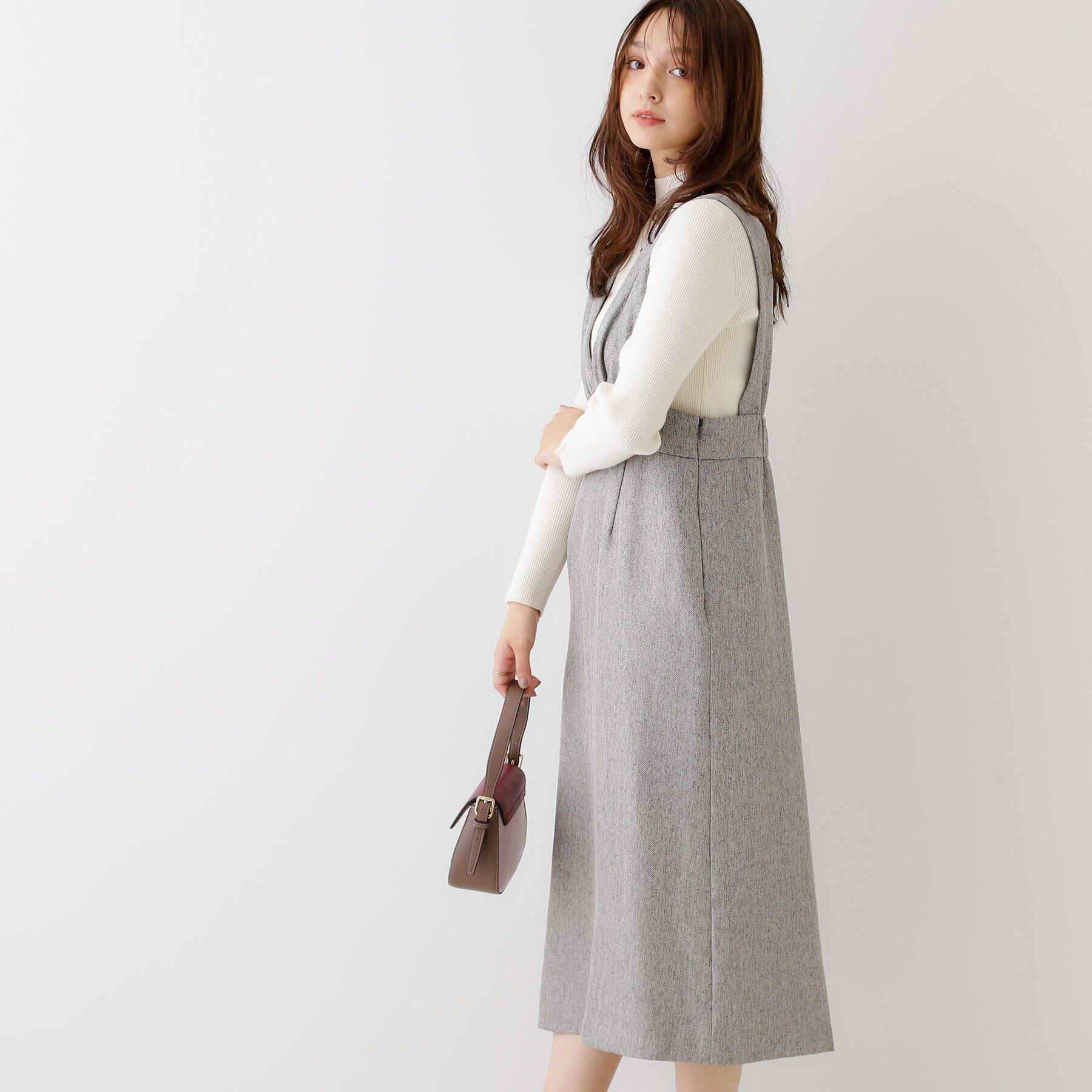 Couture broach「【洗える・スッキリ見え最旬ワンピ】メランジヘリンボーンジャンスカ」|ワンピース|