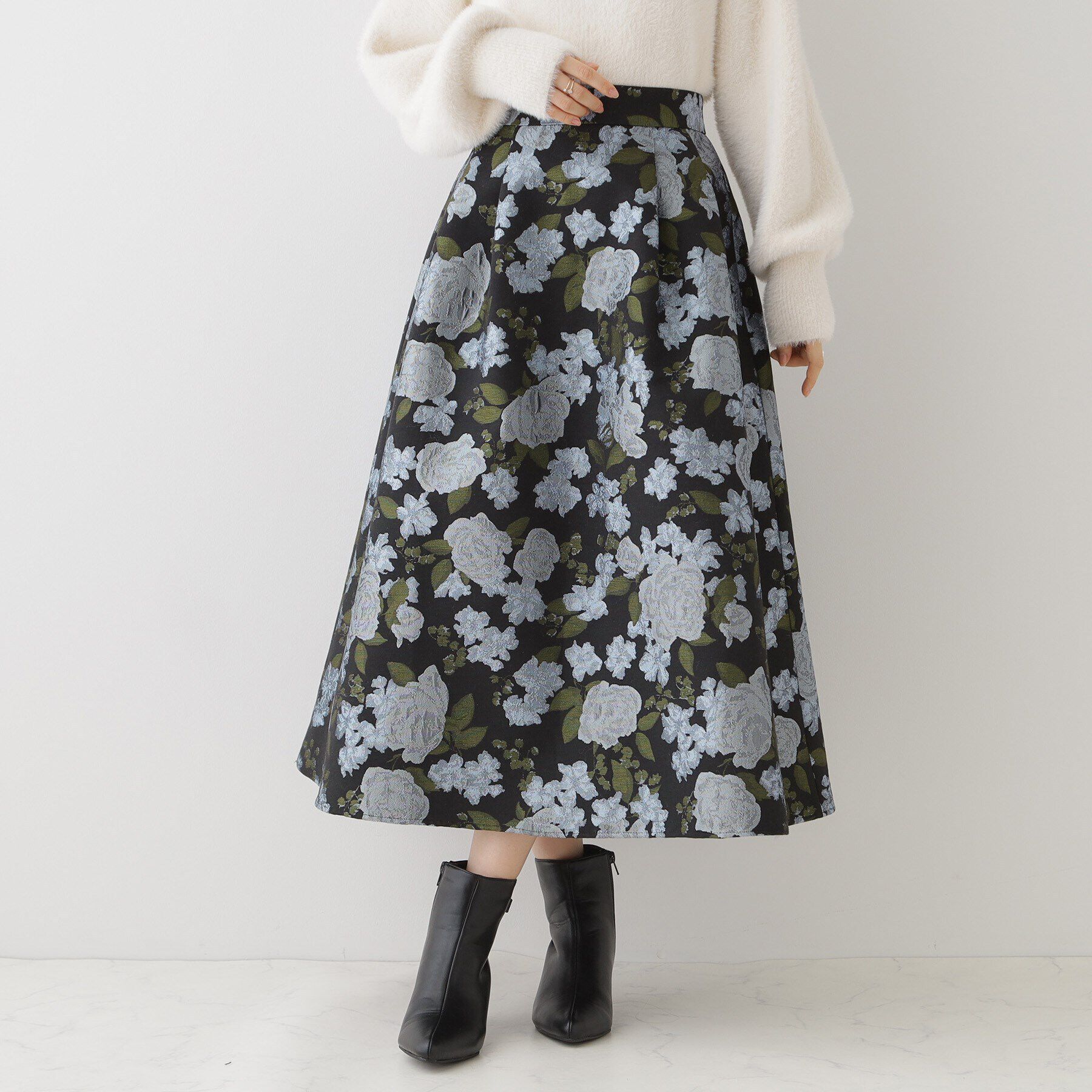 Couture broach「【エレガントな雰囲気漂う】フラワージャカードスカート」|スカート|ﾌﾞﾙｰ(491)