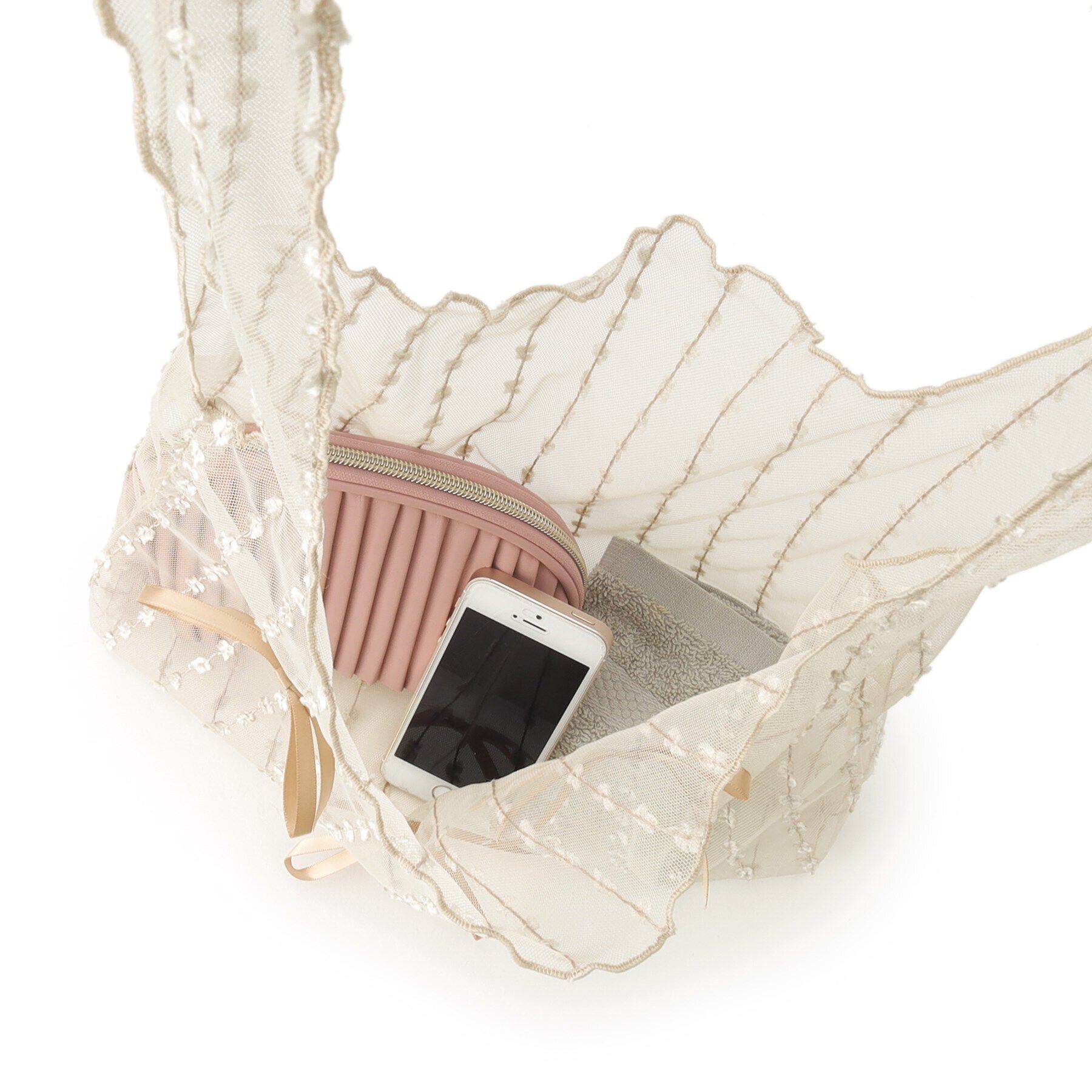 Couture broach「レースリボンバッグ」|エコバッグ|