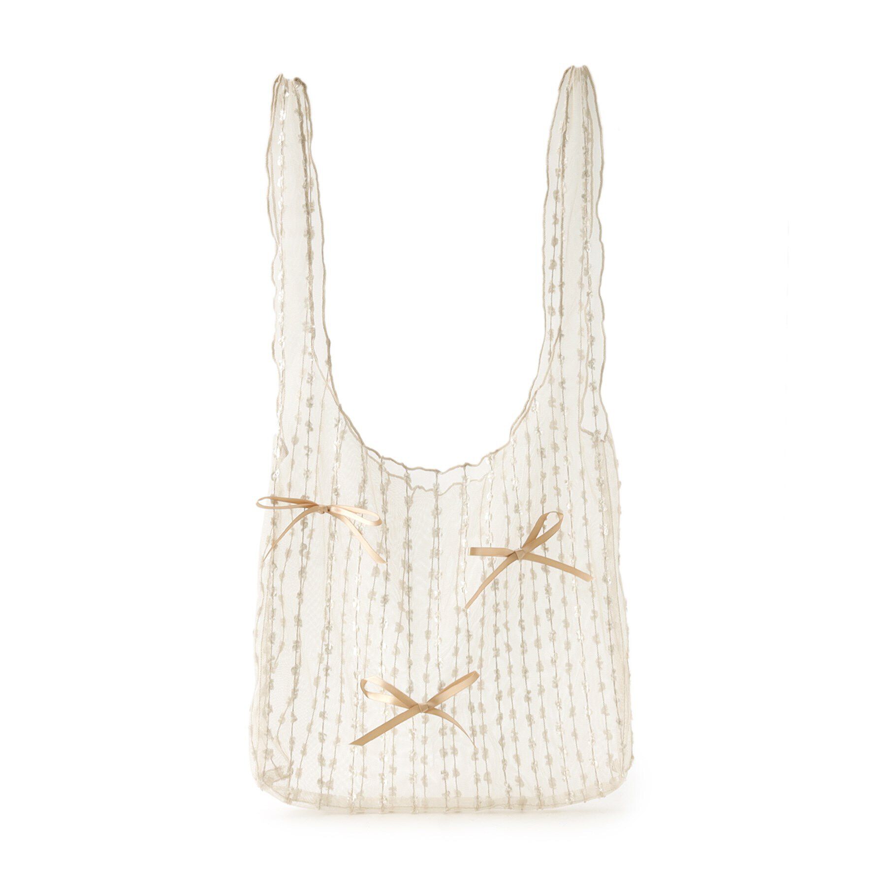 Couture broach「レースリボンバッグ」|エコバッグ|ライトベージュ(05