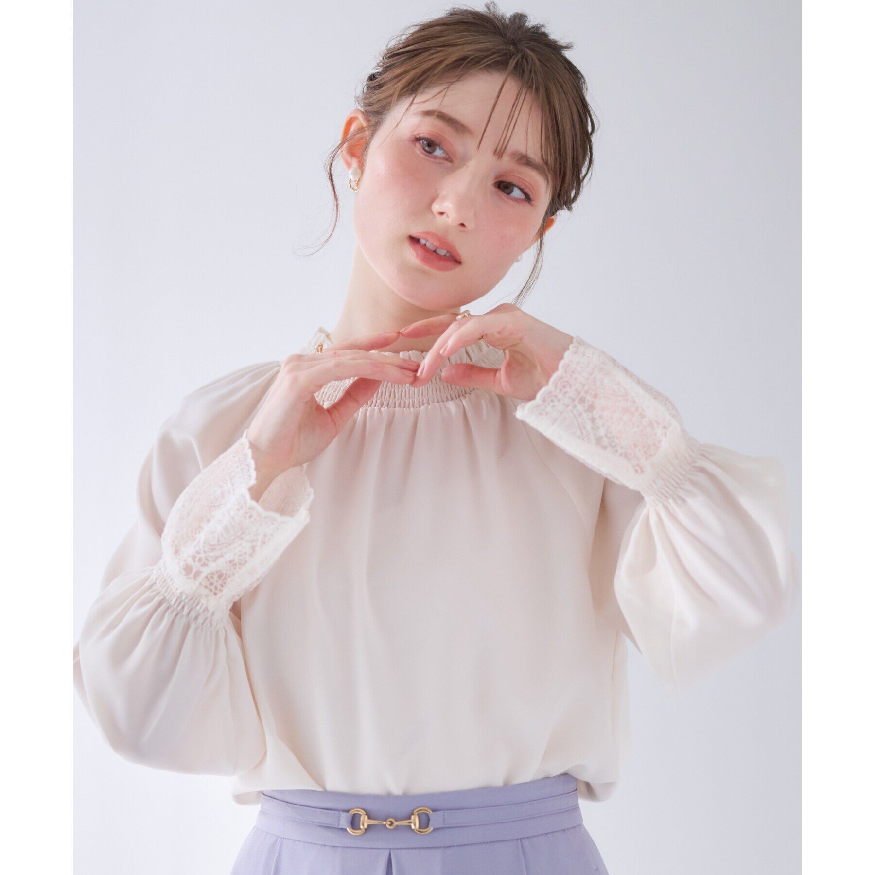 Couture broach「【大人可愛い・通勤】レースキャンディーシャーリングチュニック」|シャツ・ブラウス|