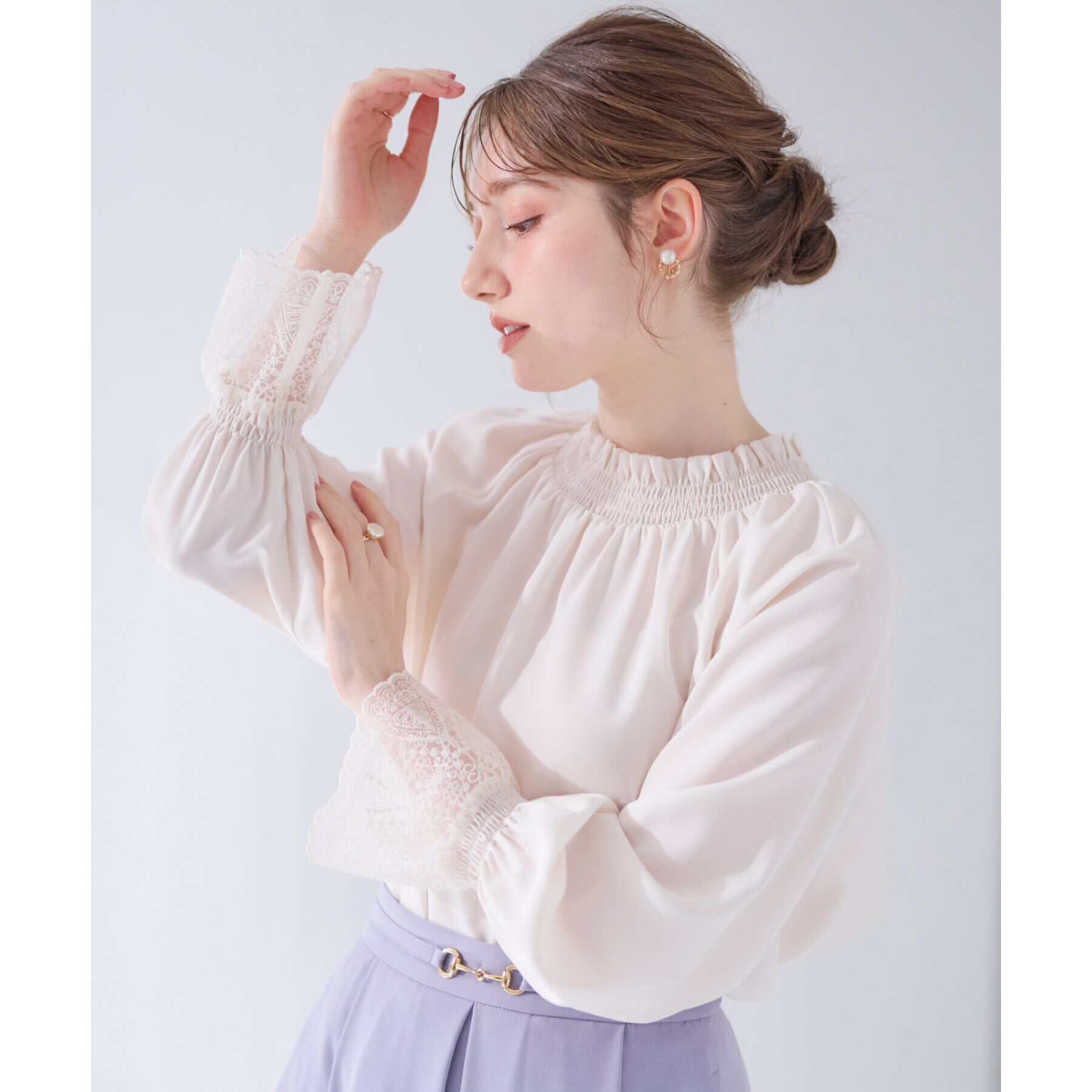 Couture broach「【大人可愛い・通勤】レースキャンディーシャーリングチュニック」|シャツ・ブラウス|