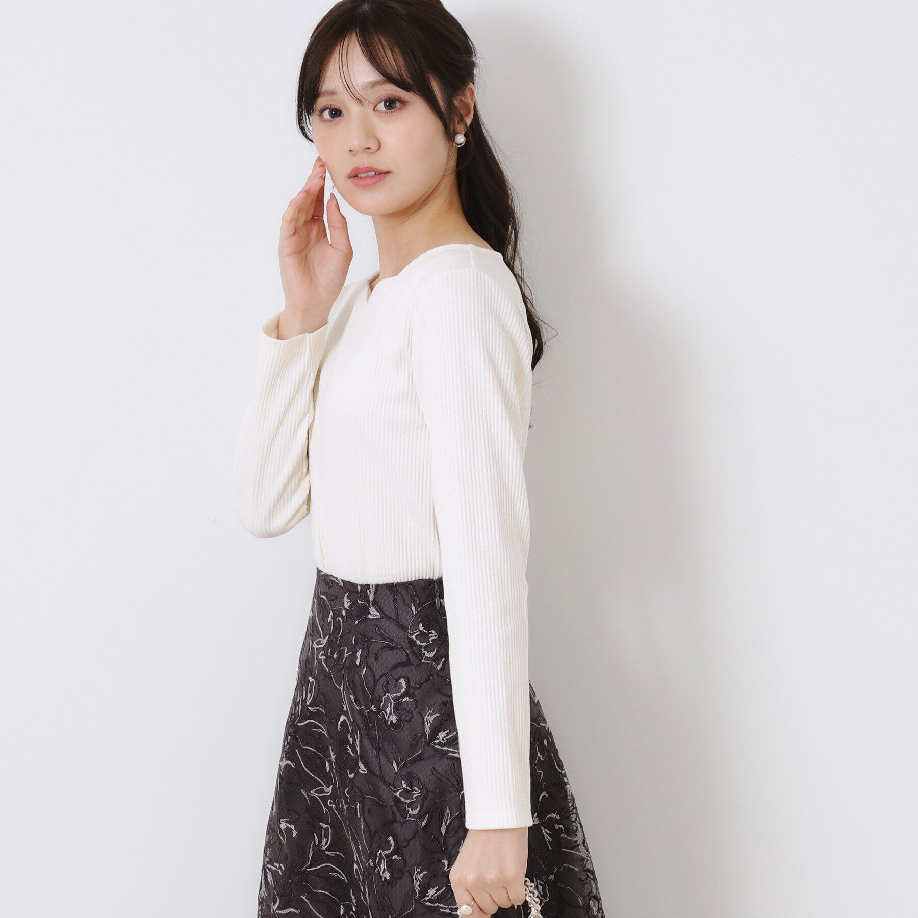 Couture broach「【新色あり/通勤/マシンウォッシャブル・アンチピリング機能付き】ハートネックテレコプルオーバー」|Tシャツ・カットソー|