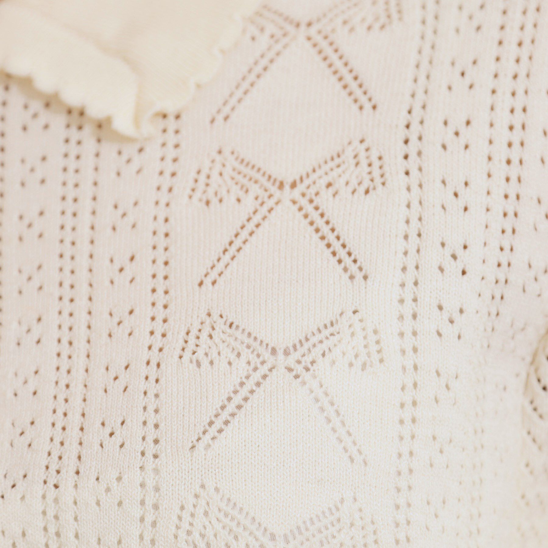 Couture broach「【洗える・大人可愛い】リボン透かし柄ポロニット」|ニット・セーター|