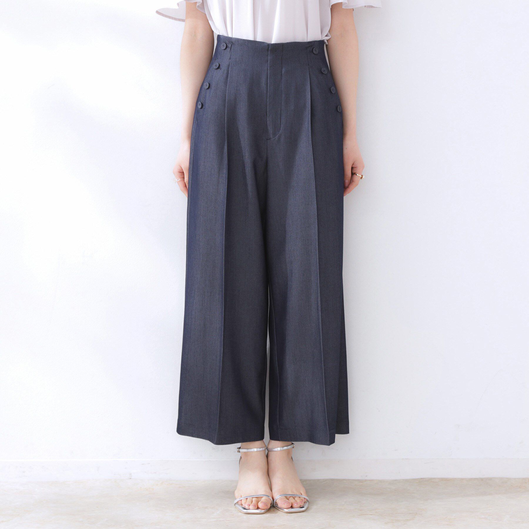 Couture broach「【リボン付き・通勤】シャンブレーワイドパンツ」|その他|