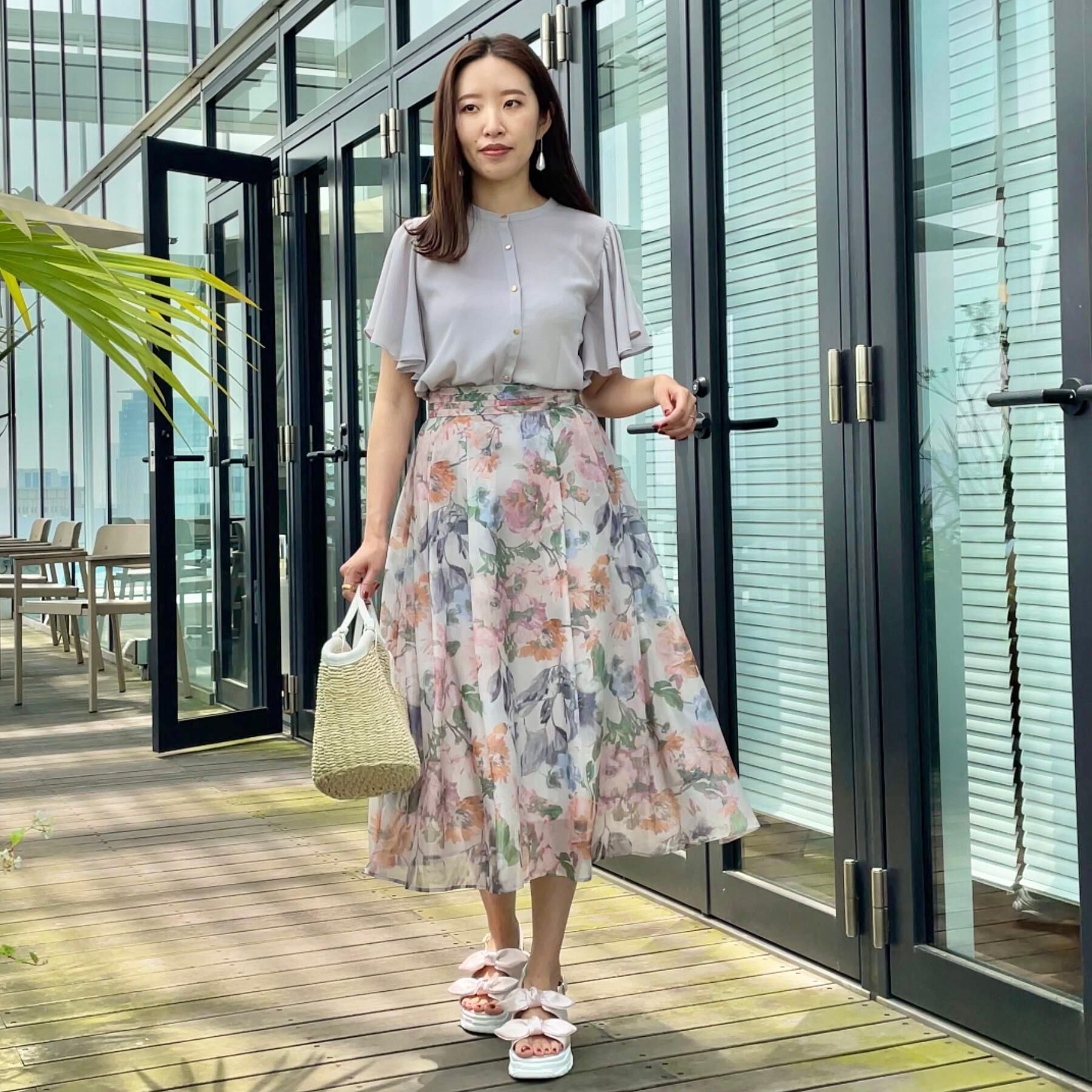 Couture broach「【キレイめ・通勤】前後2WAY楊柳フレアー袖ブラウス」|シャツ・ブラウス|