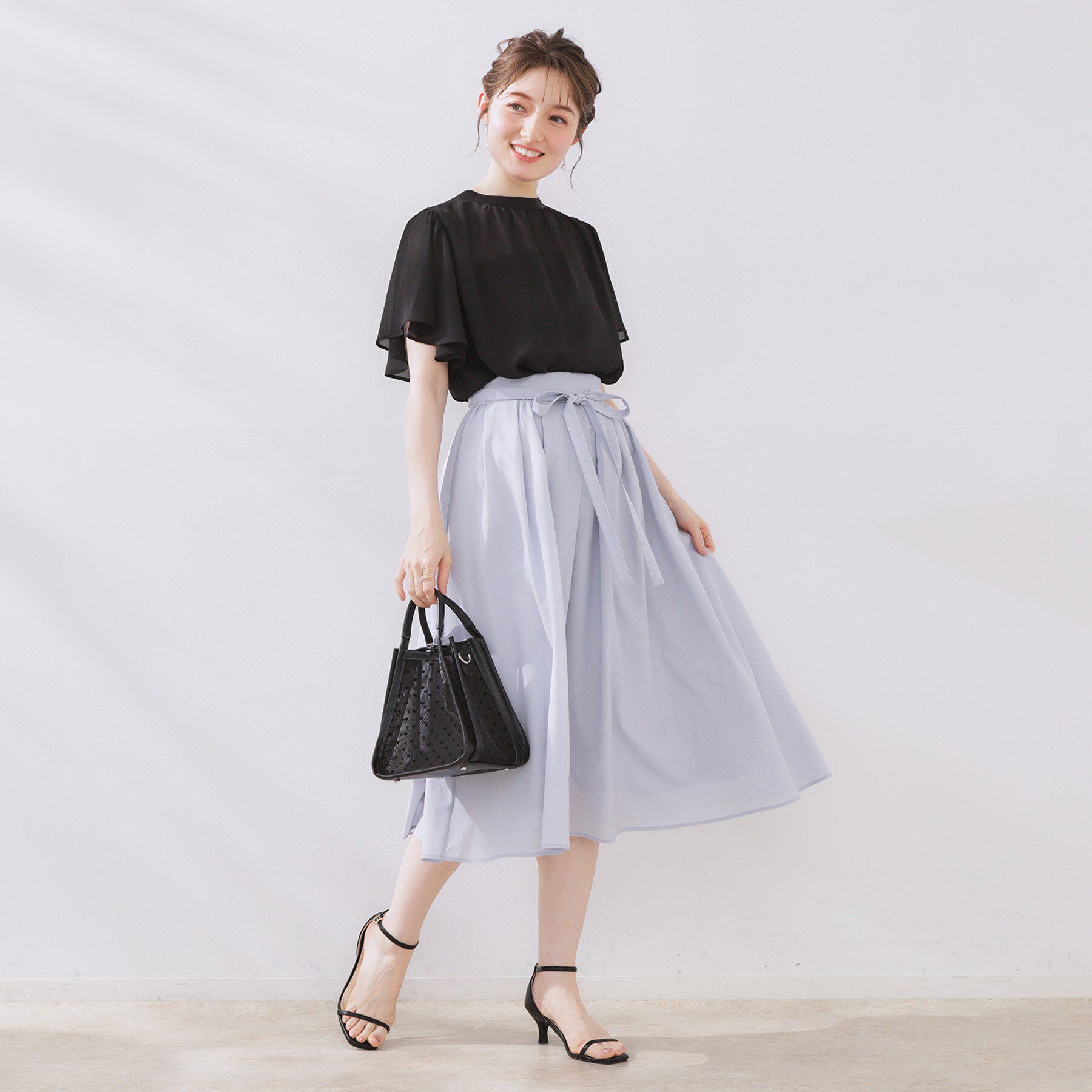 Couture broach「【キレイめ・通勤】前後2WAY楊柳フレアー袖ブラウス」|シャツ・ブラウス|