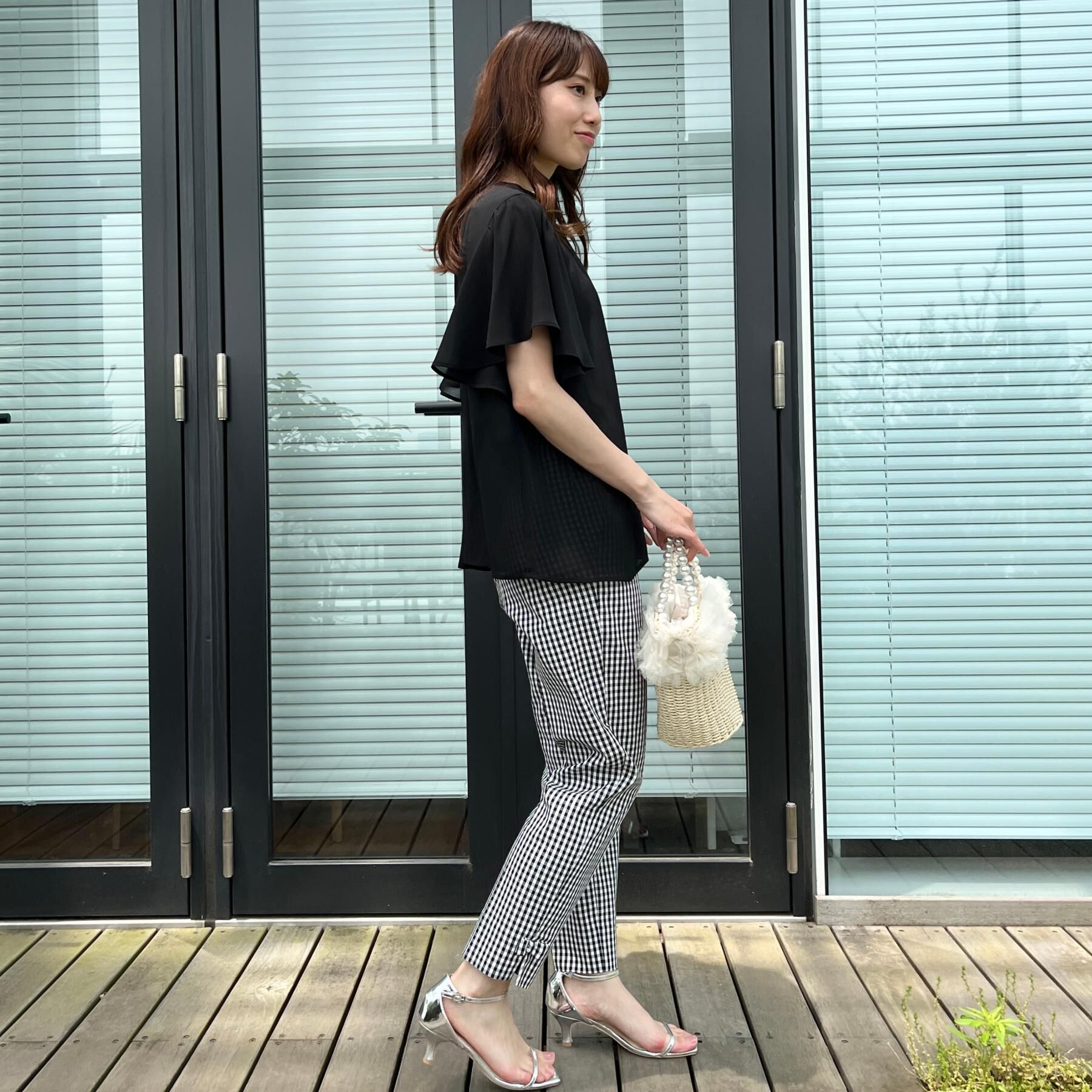 Couture broach「【キレイめ・通勤】前後2WAY楊柳フレアー袖ブラウス」|シャツ・ブラウス|