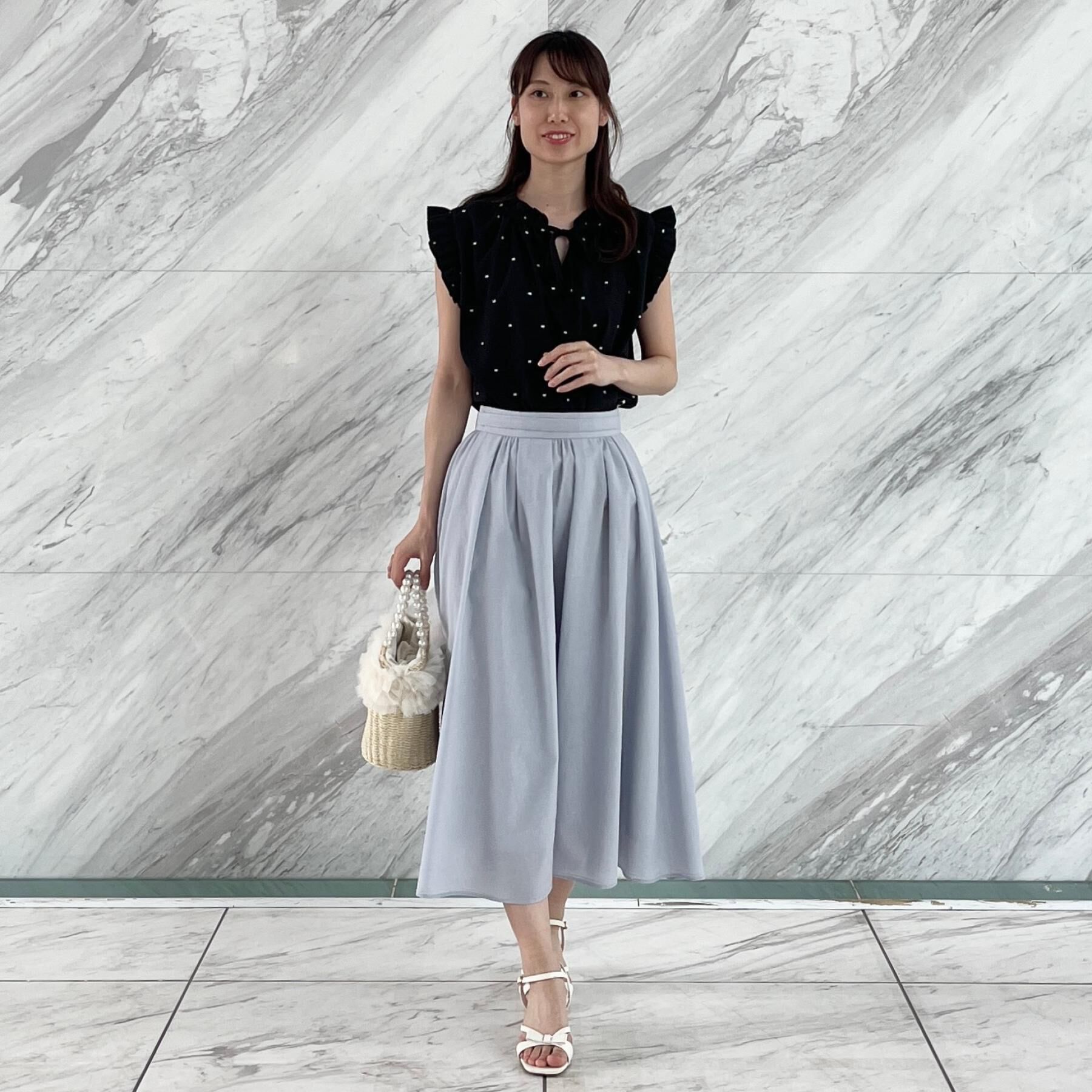 Couture broach「【マシンウォッシャブル】ドット刺繍リボンデザインブラウス」|シャツ・ブラウス|