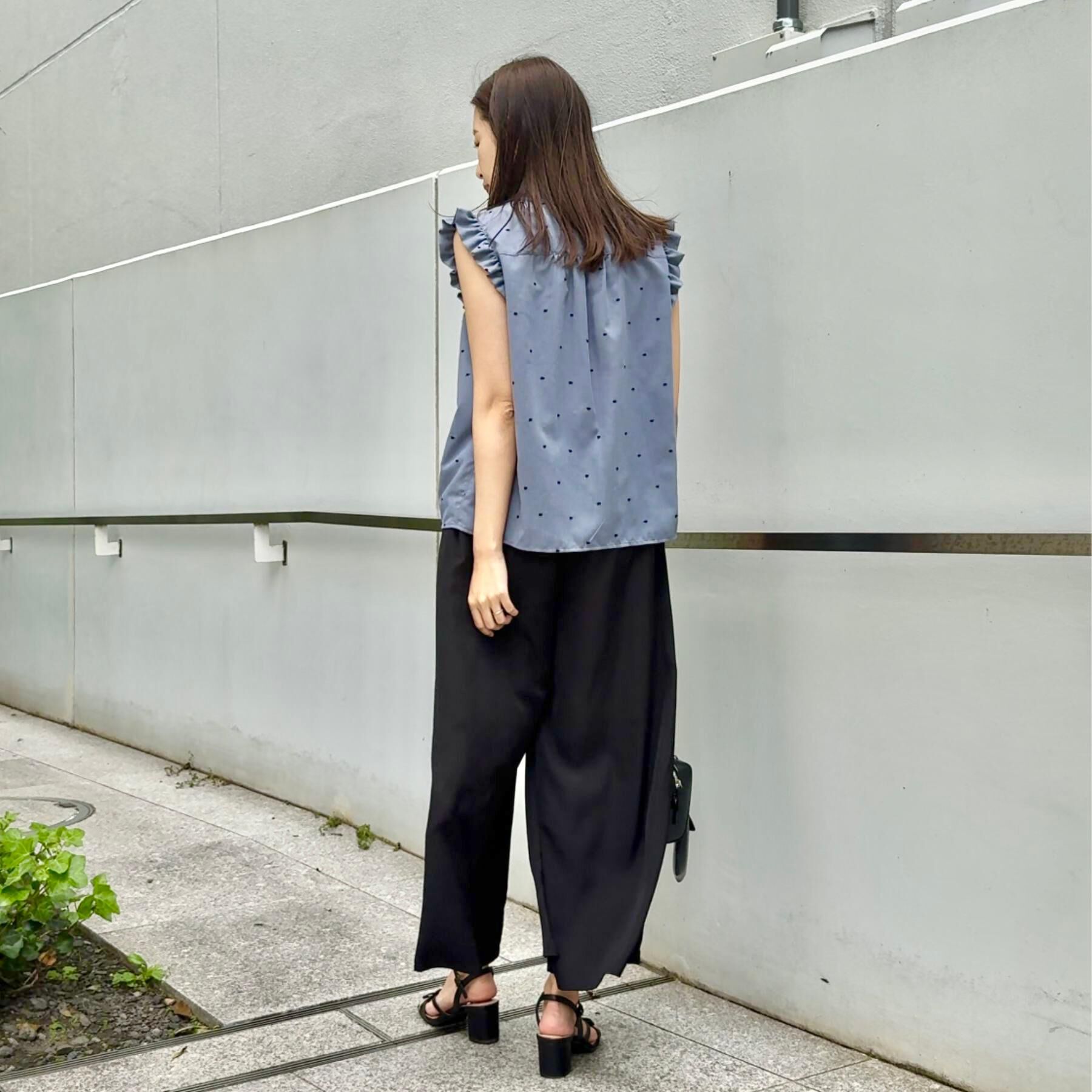 Couture broach「【マシンウォッシャブル】ドット刺繍リボンデザインブラウス」|シャツ・ブラウス|