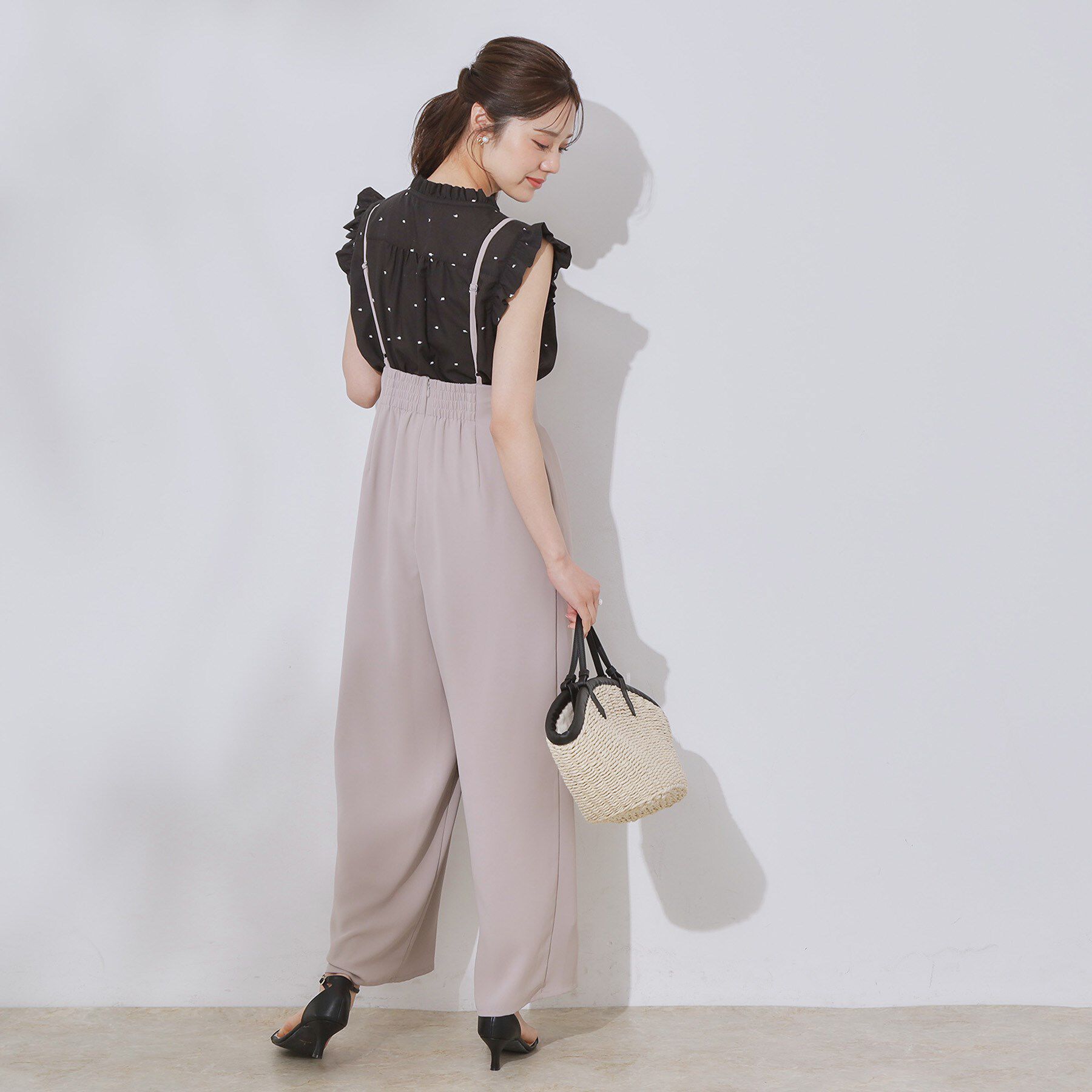 Couture broach「【マシンウォッシャブル】ドット刺繍リボンデザインブラウス」|シャツ・ブラウス|