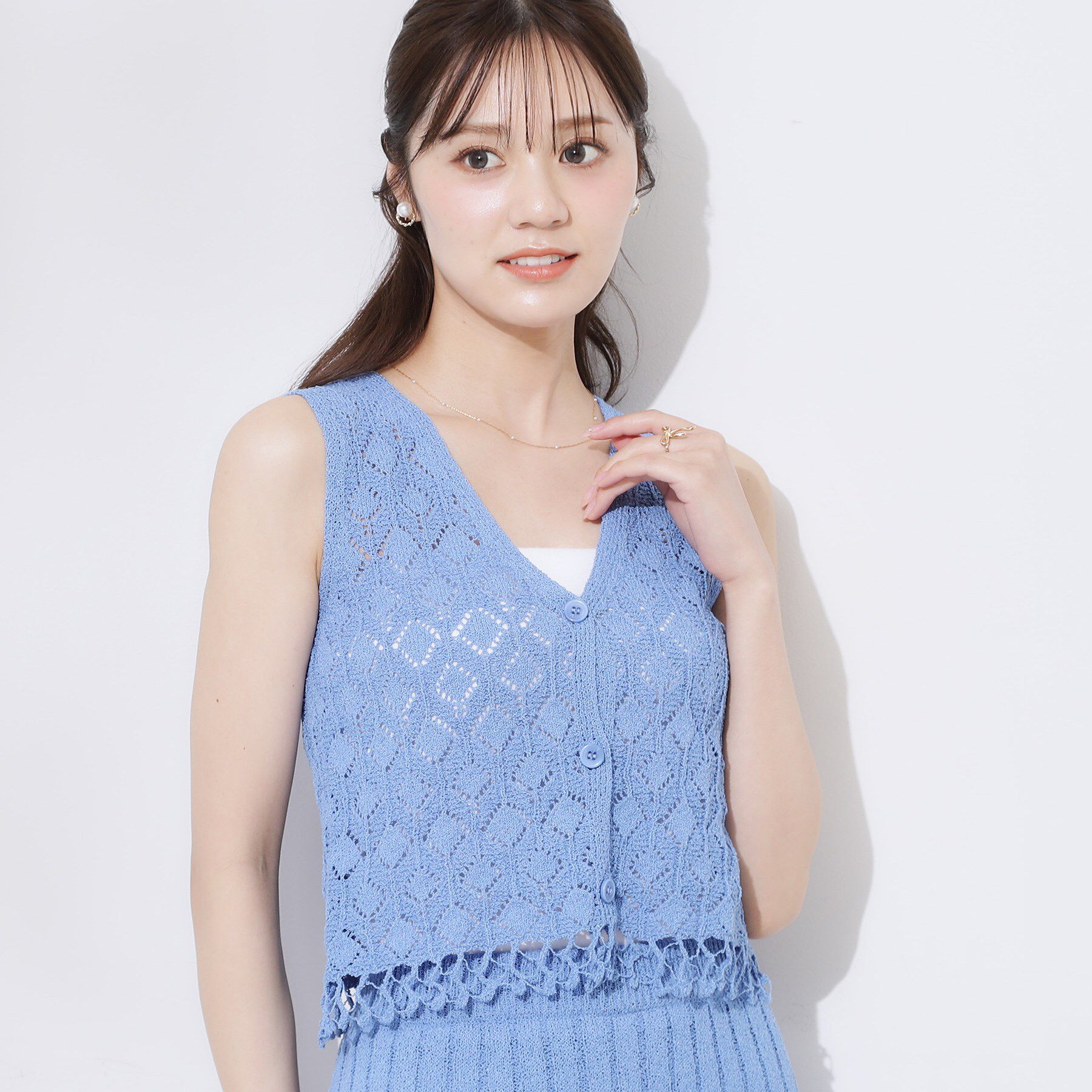 Couture broach「透かし編みフリンジニット」|ニット・セーター|