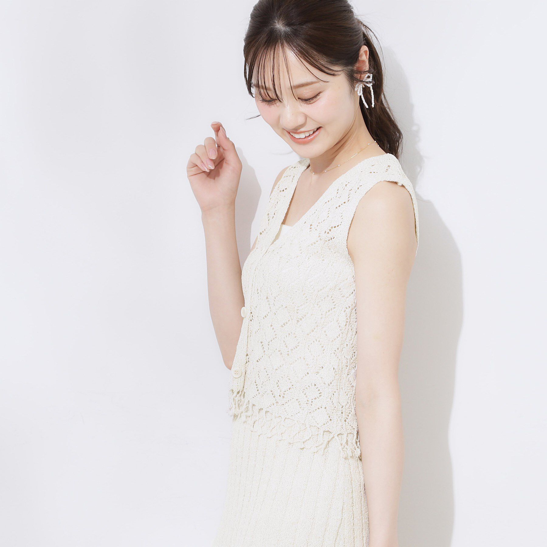 Couture broach「透かし編みフリンジニット」|ニット・セーター|