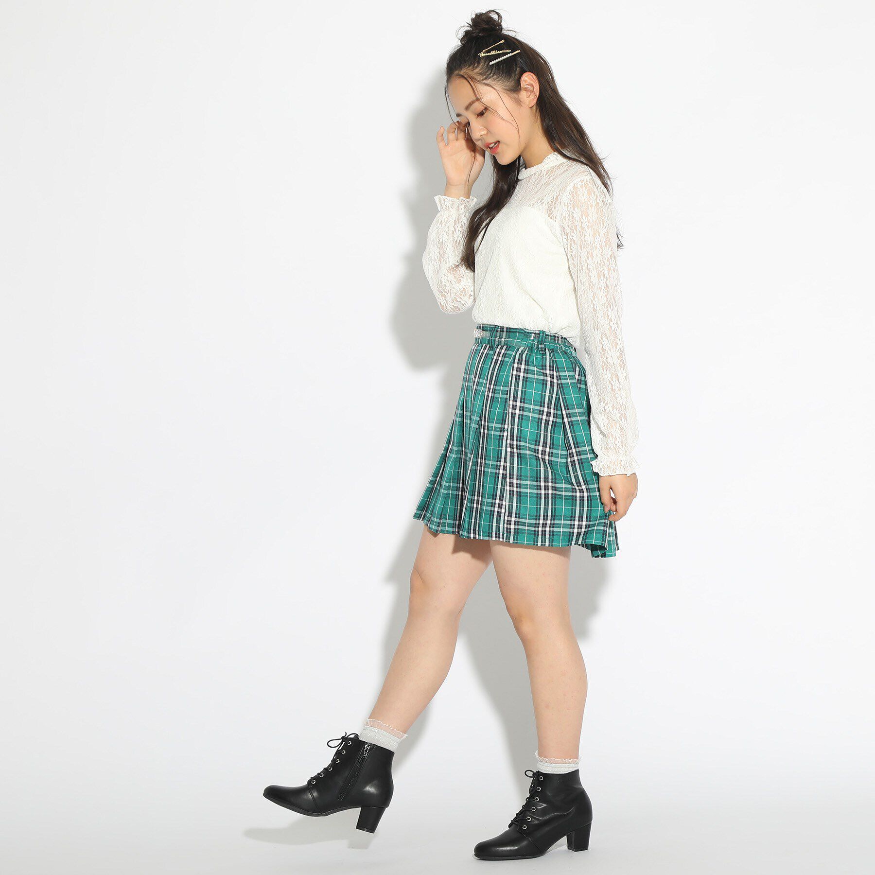 PINK-latte「ヒールレースアップブーツ」|ショートブーツ|