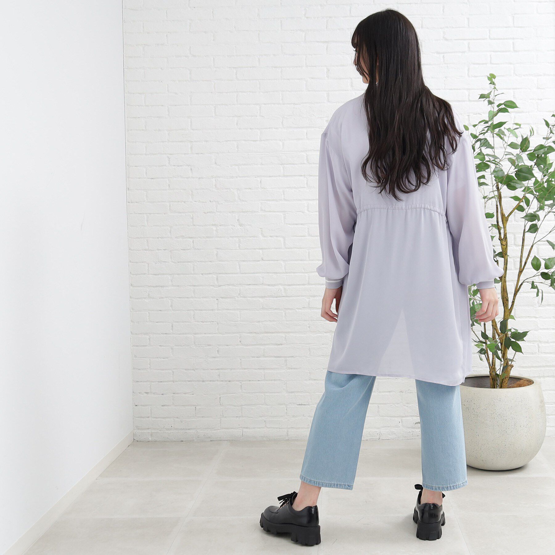 PINK-latte「【UV/セットアイテム】透けロングブルゾン+TシャツSET」|ブルゾン・スタジャン|