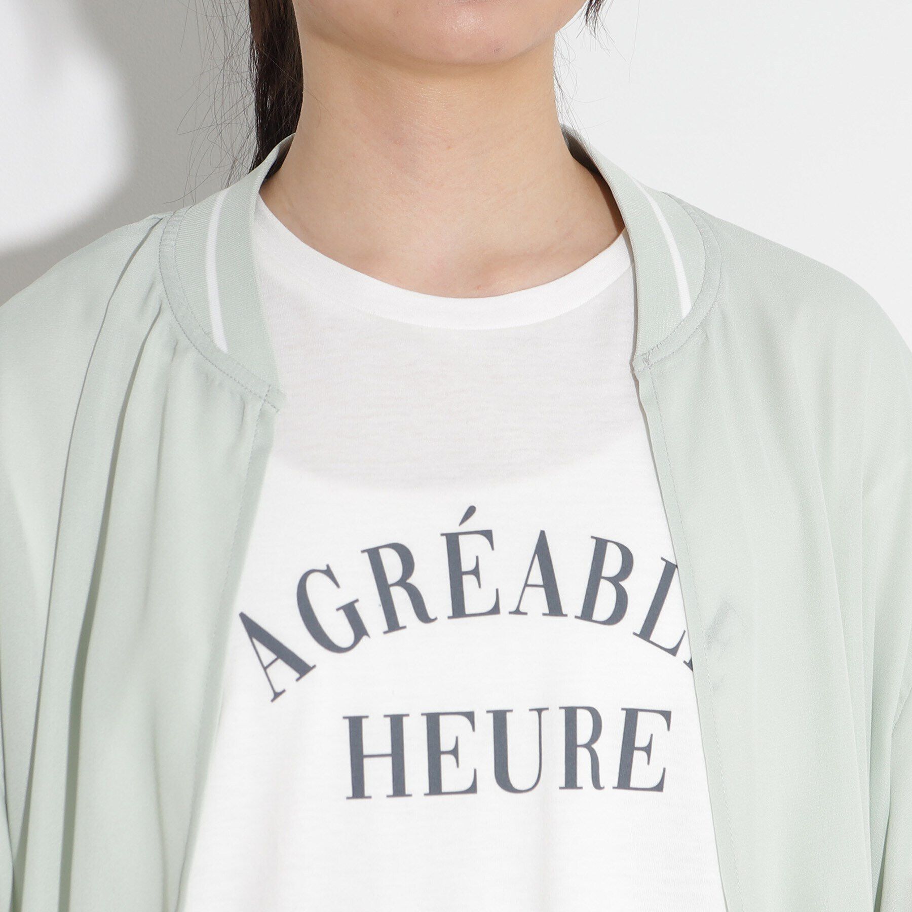 PINK-latte「【UV/セットアイテム】透けロングブルゾン+TシャツSET」|ブルゾン・スタジャン|