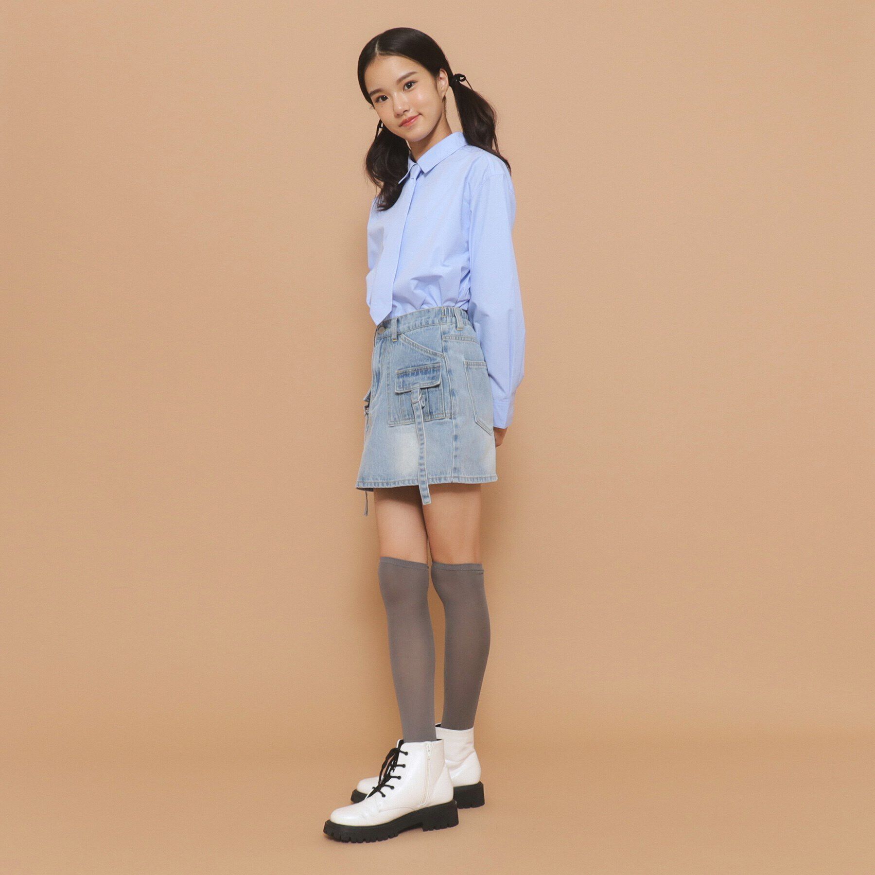 PINK-latte「タイ付き チュニック風シャツ」|シャツ・ブラウス|