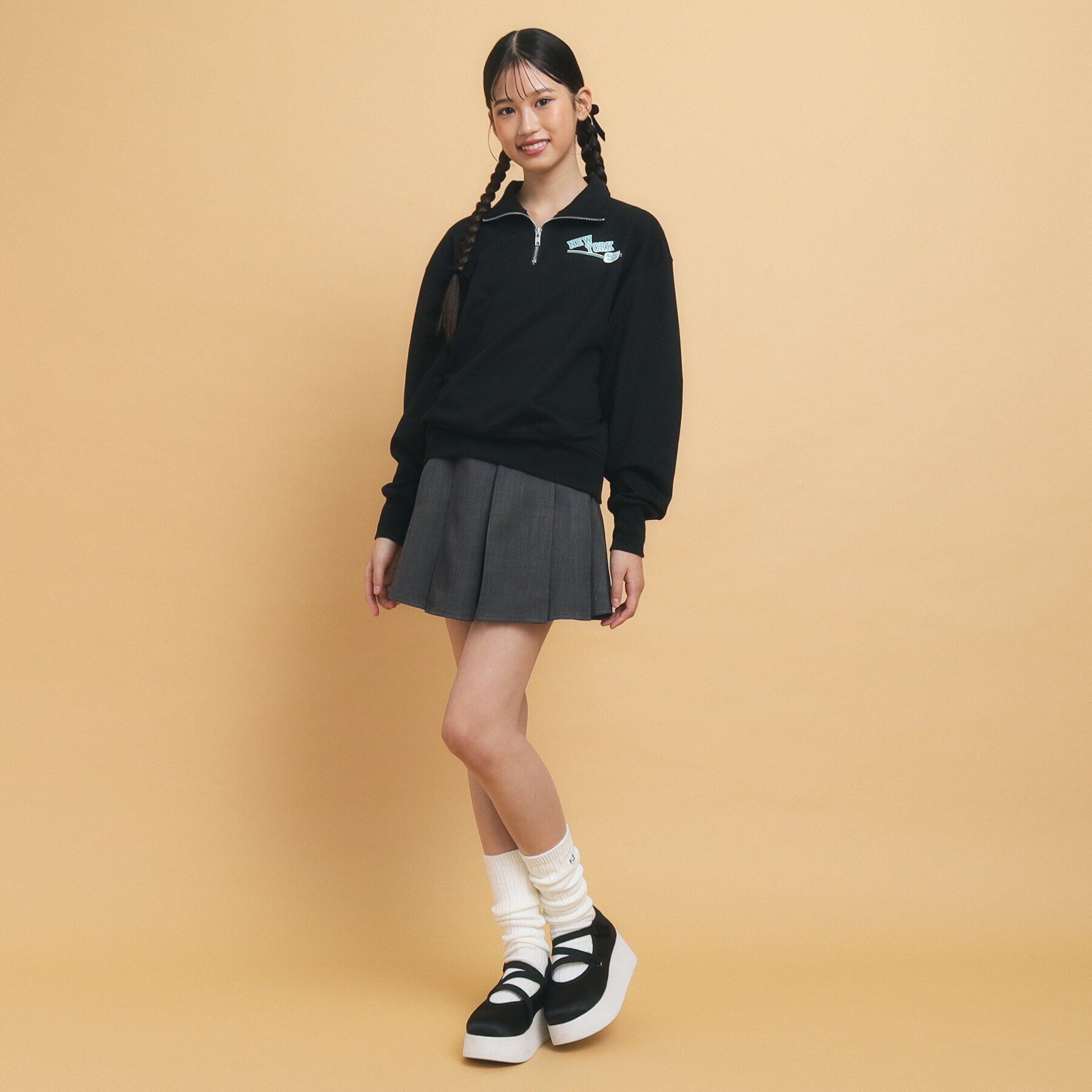 PINK-latte「【130cmあり】ハーフジッププルオーバー」|Tシャツ・カットソー|