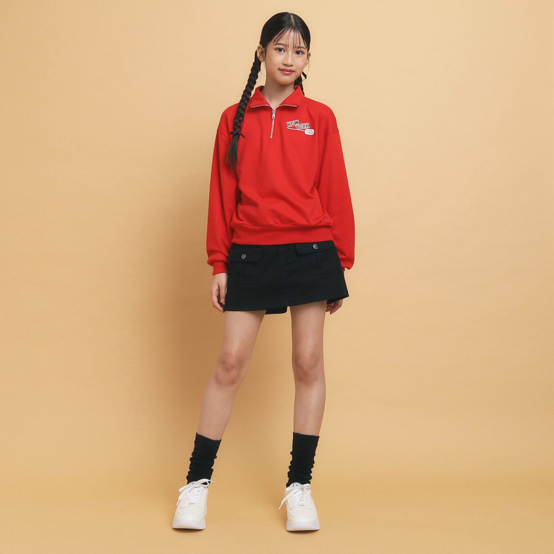 PINK-latte「【130cmあり】ハーフジッププルオーバー」|Tシャツ・カットソー|